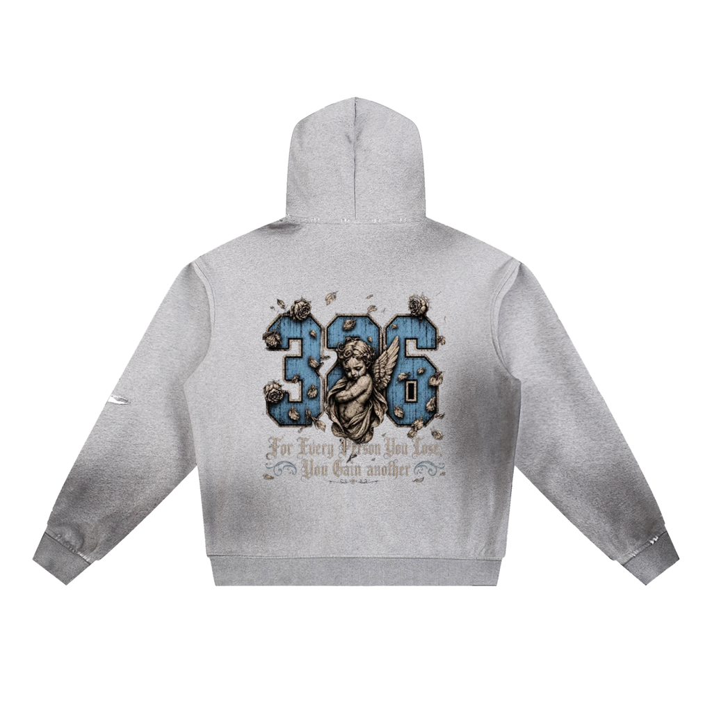 'Sky Blue' Sun Fade Frayed Fleece Hoodie
