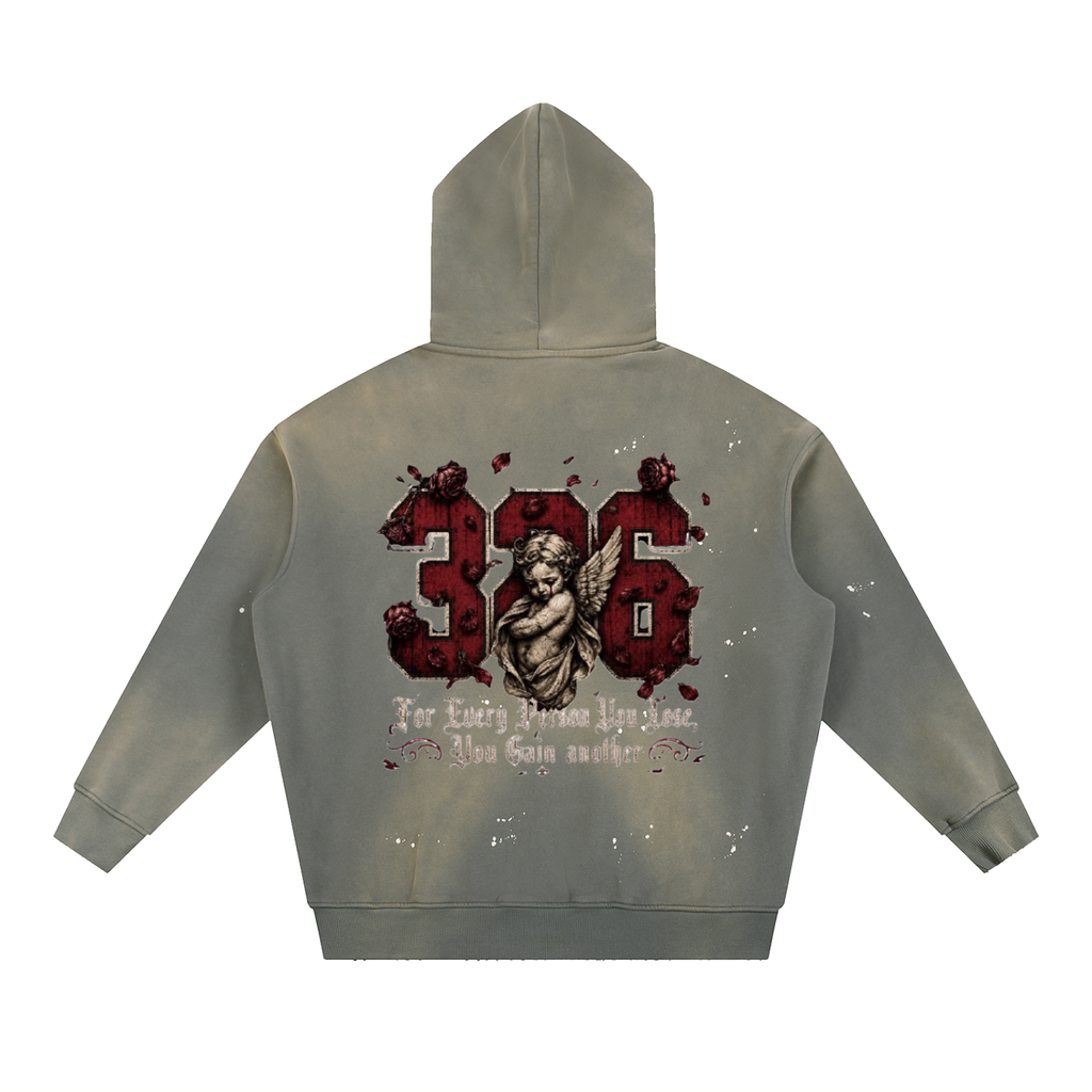 ' Creamson & Bone 326' Vintage Washed Frayed Fleece Hoodie