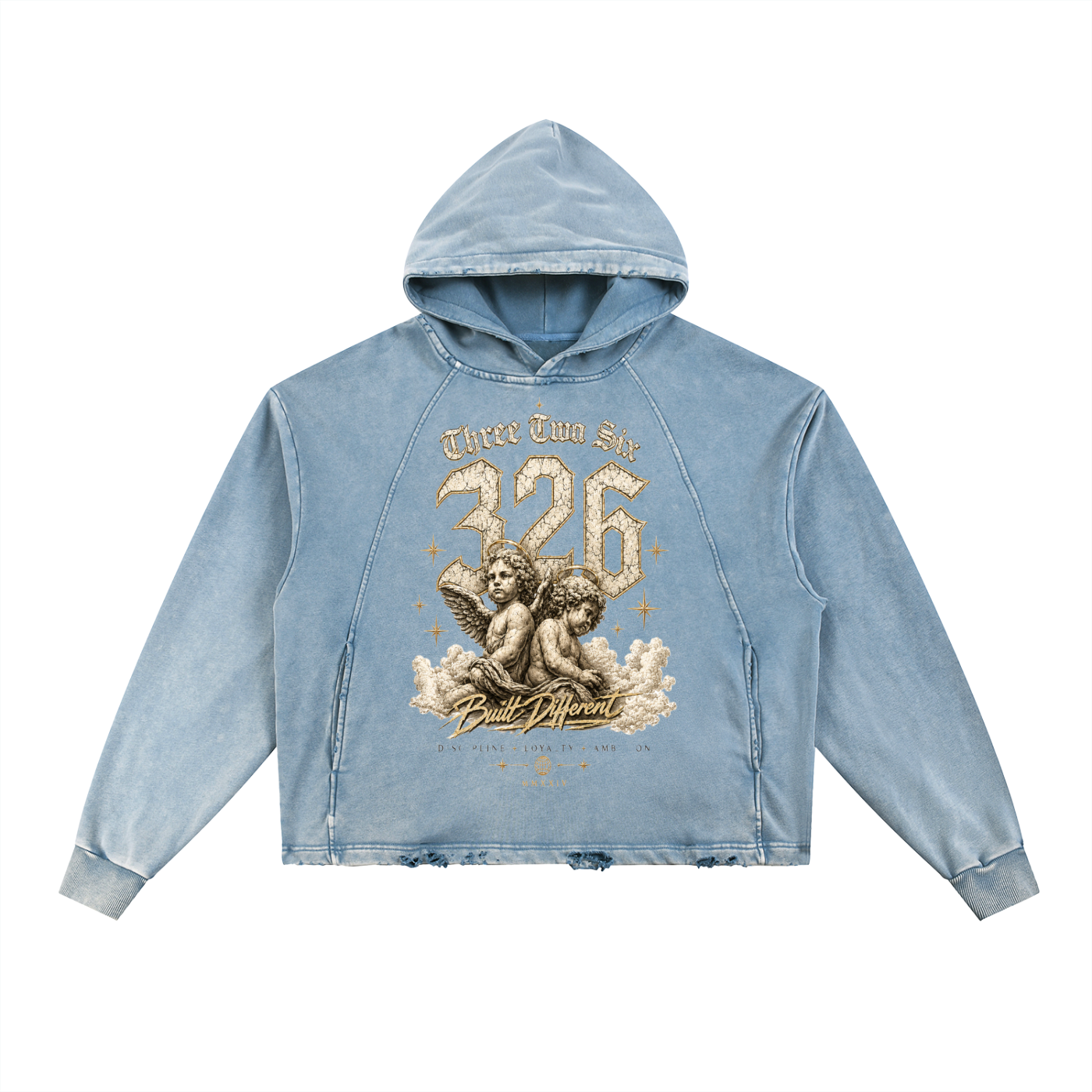 Vintage Washed Frayed-Hem Hoodie