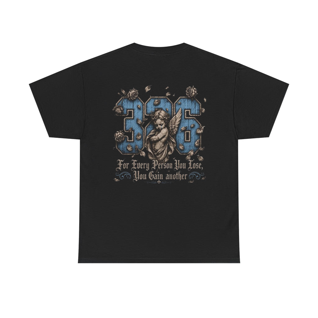 'Sky 326' Angel Graphic Tee with Quote ('For Every Person You Lose...')