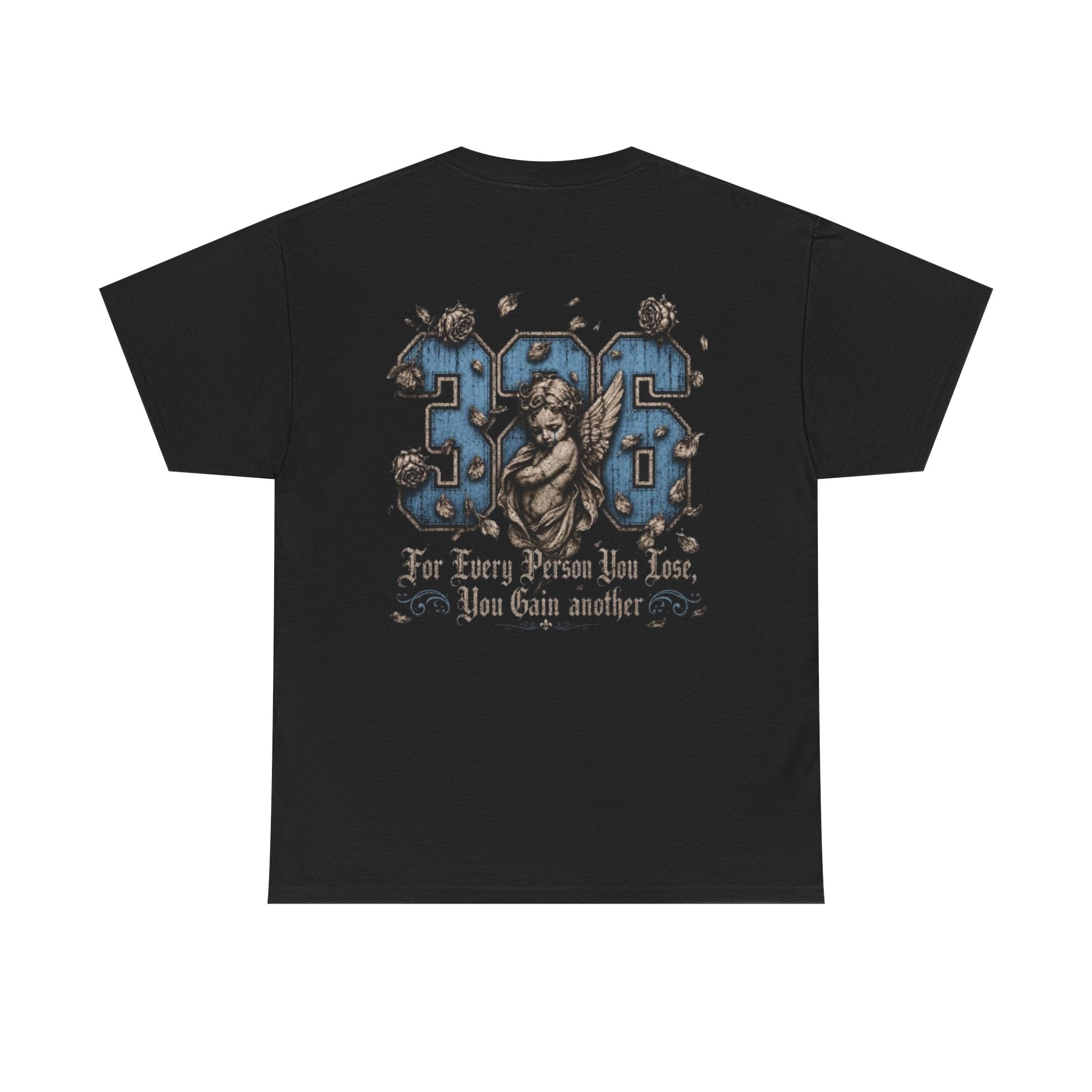 'Sky 326' Angel Graphic Tee with Quote ('For Every Person You Lose...')