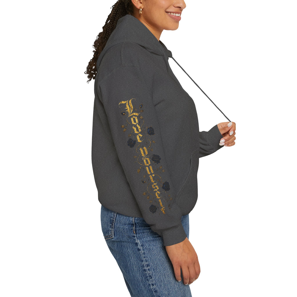 'Golden State Hoodie 326 'Scripture  with Floral Sleeve Art