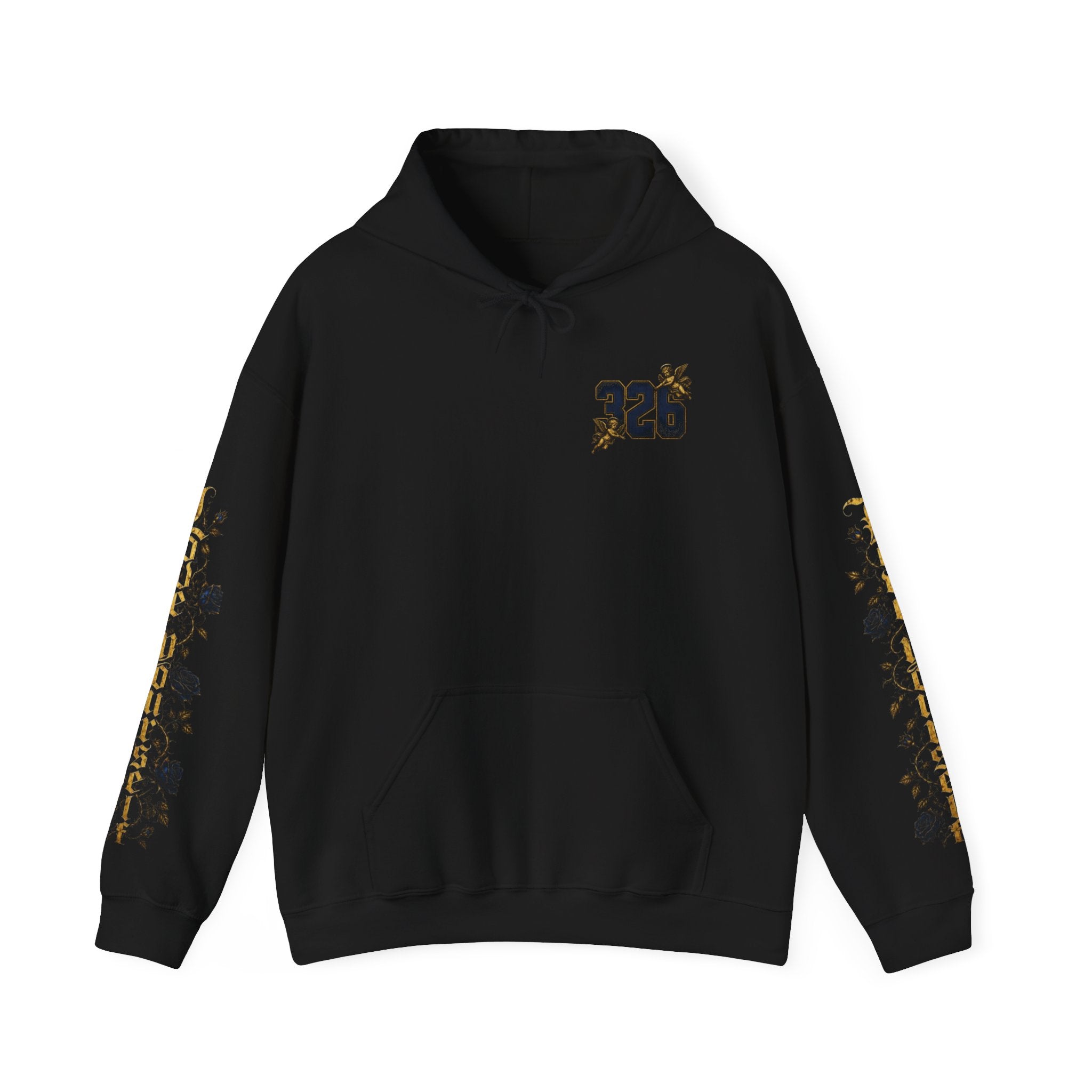 'Golden State Hoodie 326 'Scripture  with Floral Sleeve Art