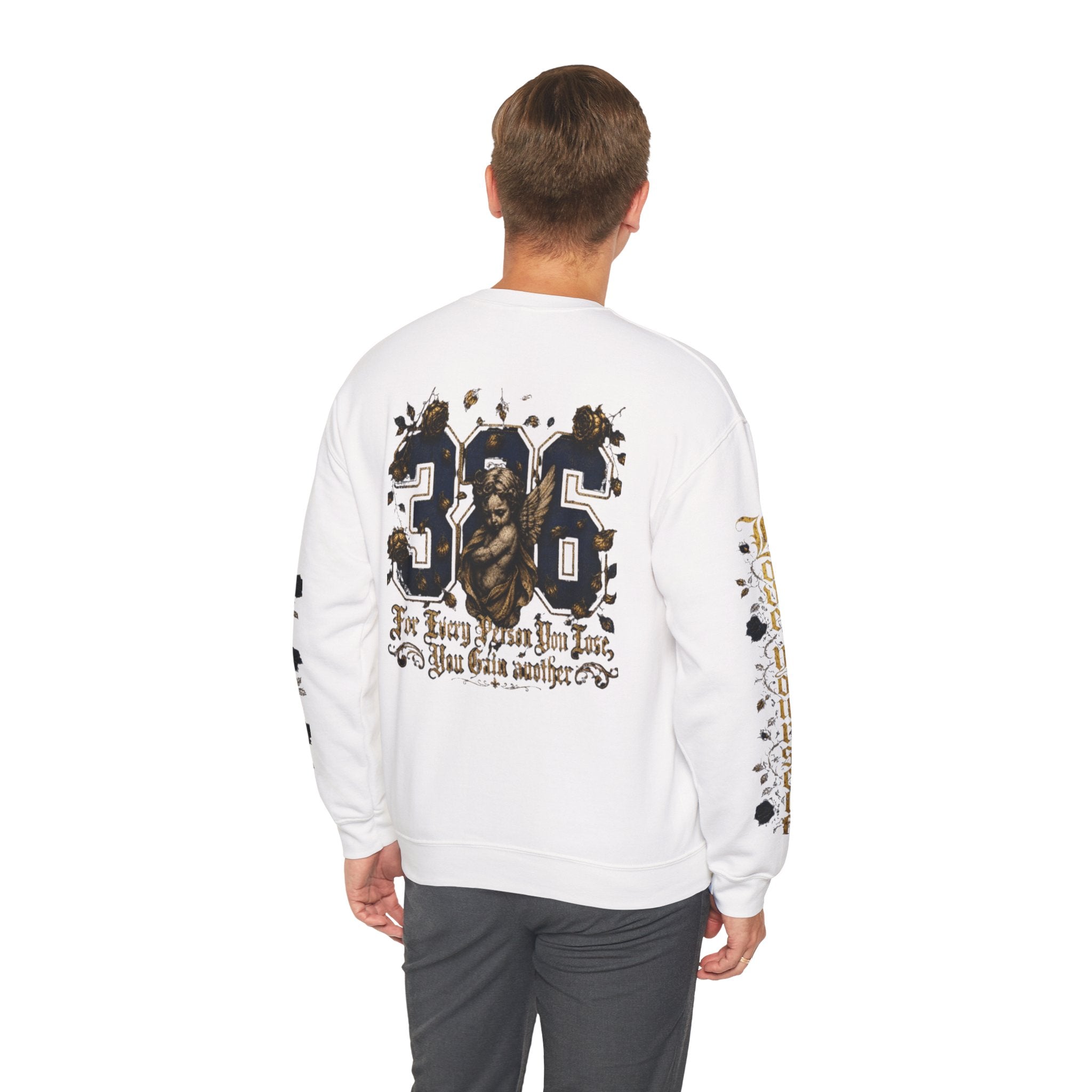 'Golden State 326' Angel Graphic with Script & Floral Sleeve Design