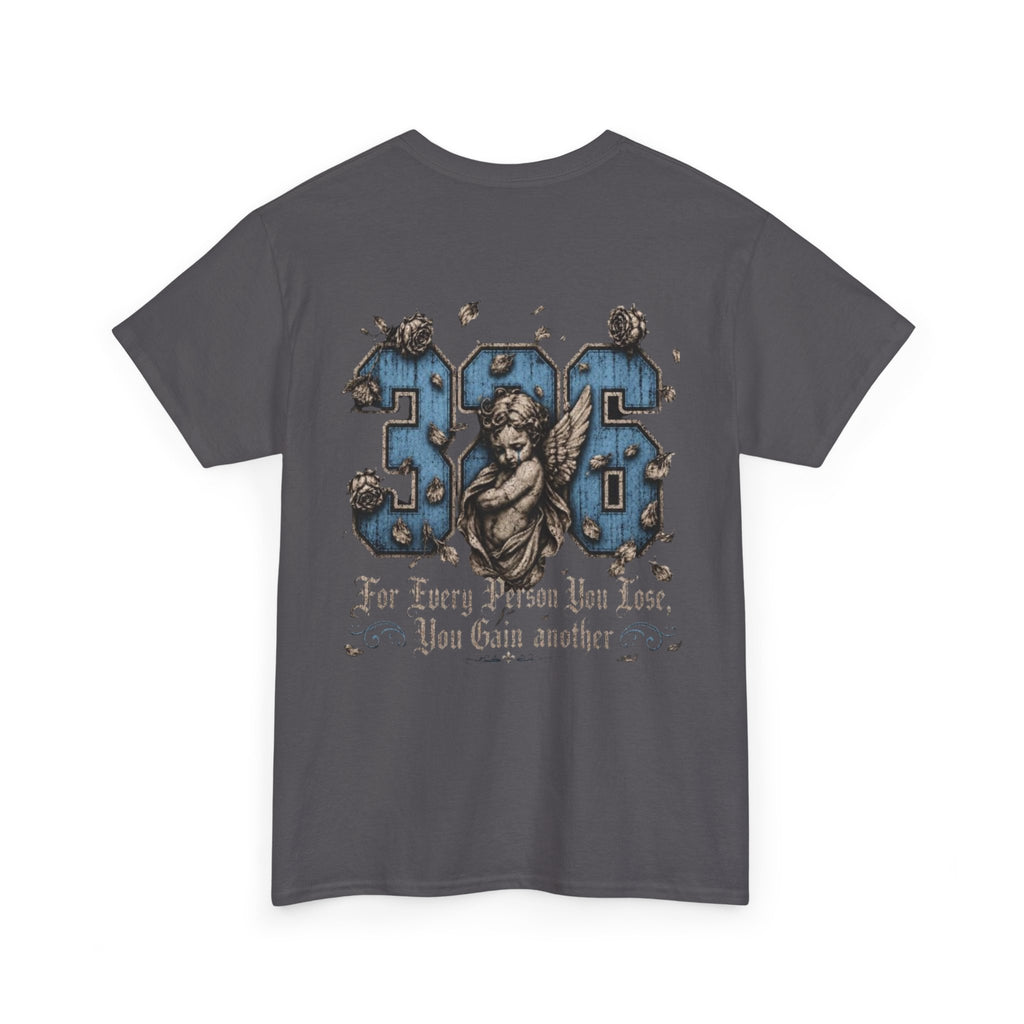 'Sky 326' Angel Graphic Tee with Quote ('For Every Person You Lose...')