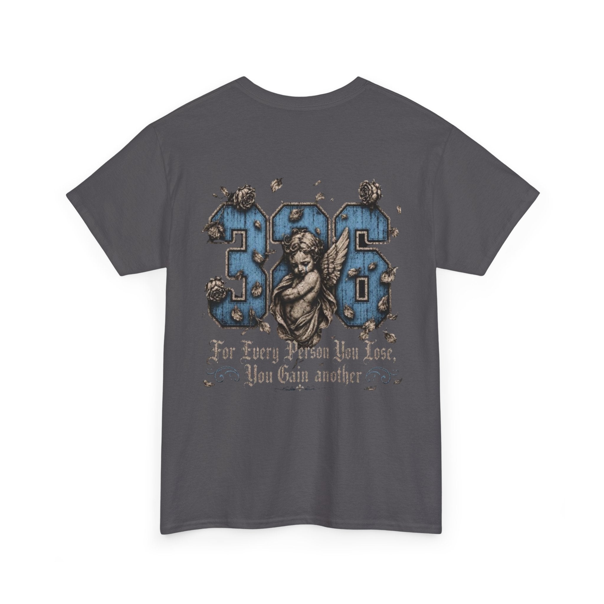 'Sky 326' Angel Graphic Tee with Quote ('For Every Person You Lose...')