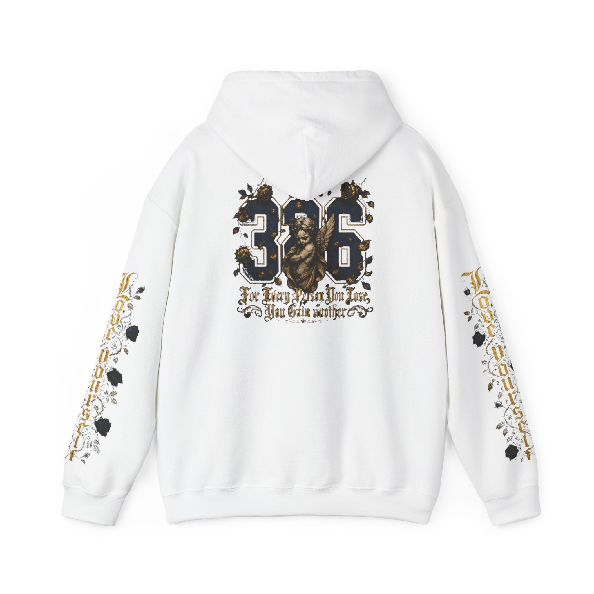 'Golden State Hoodie 326 'Scripture  with Floral Sleeve Art
