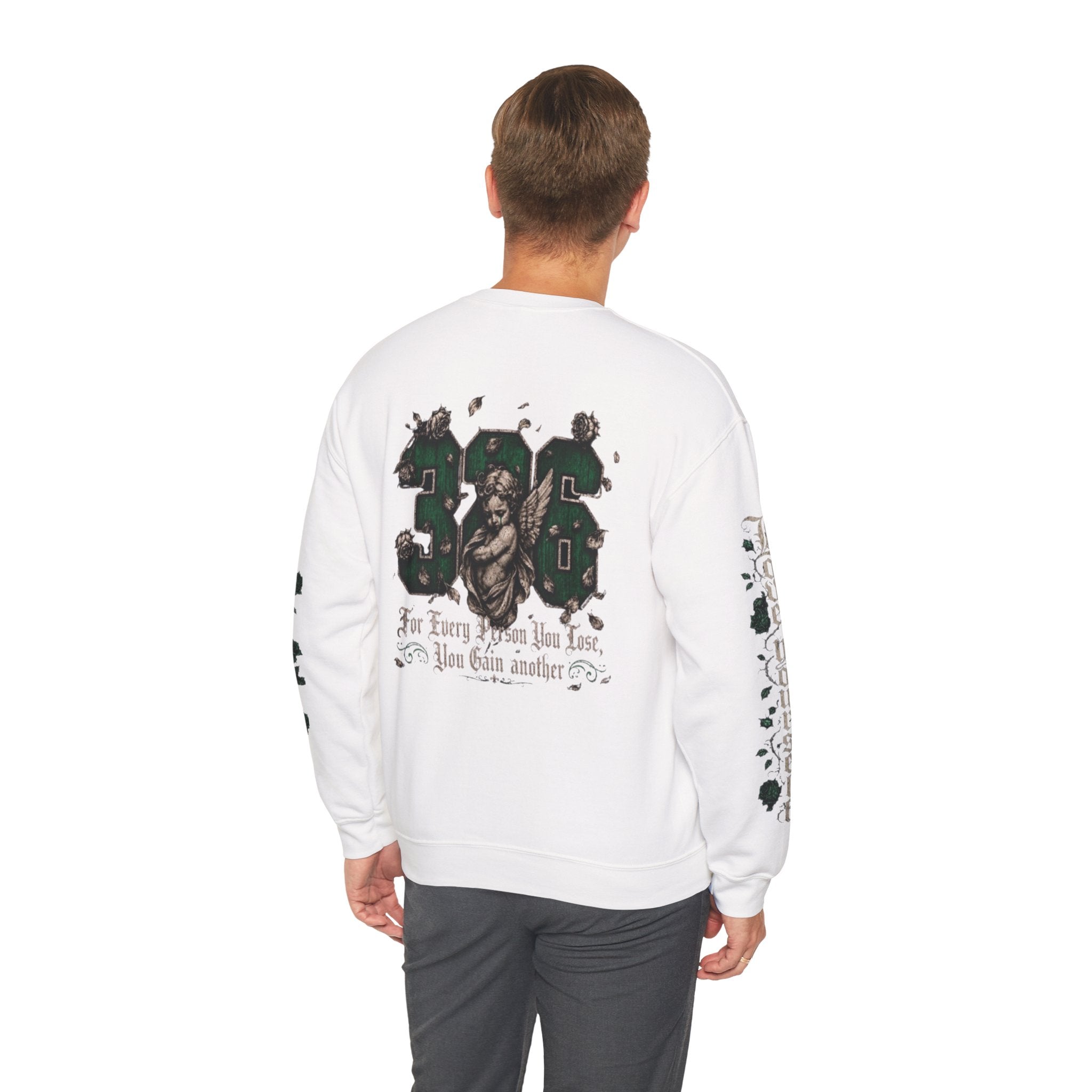 'Emberald 326' Vintage Angel Graphic with Rose Sleeve Art