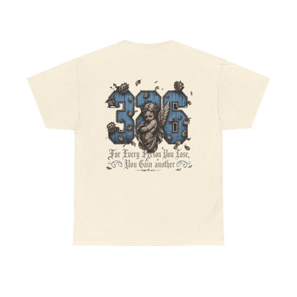 'Sky 326' Angel Graphic Tee with Quote ('For Every Person You Lose...')