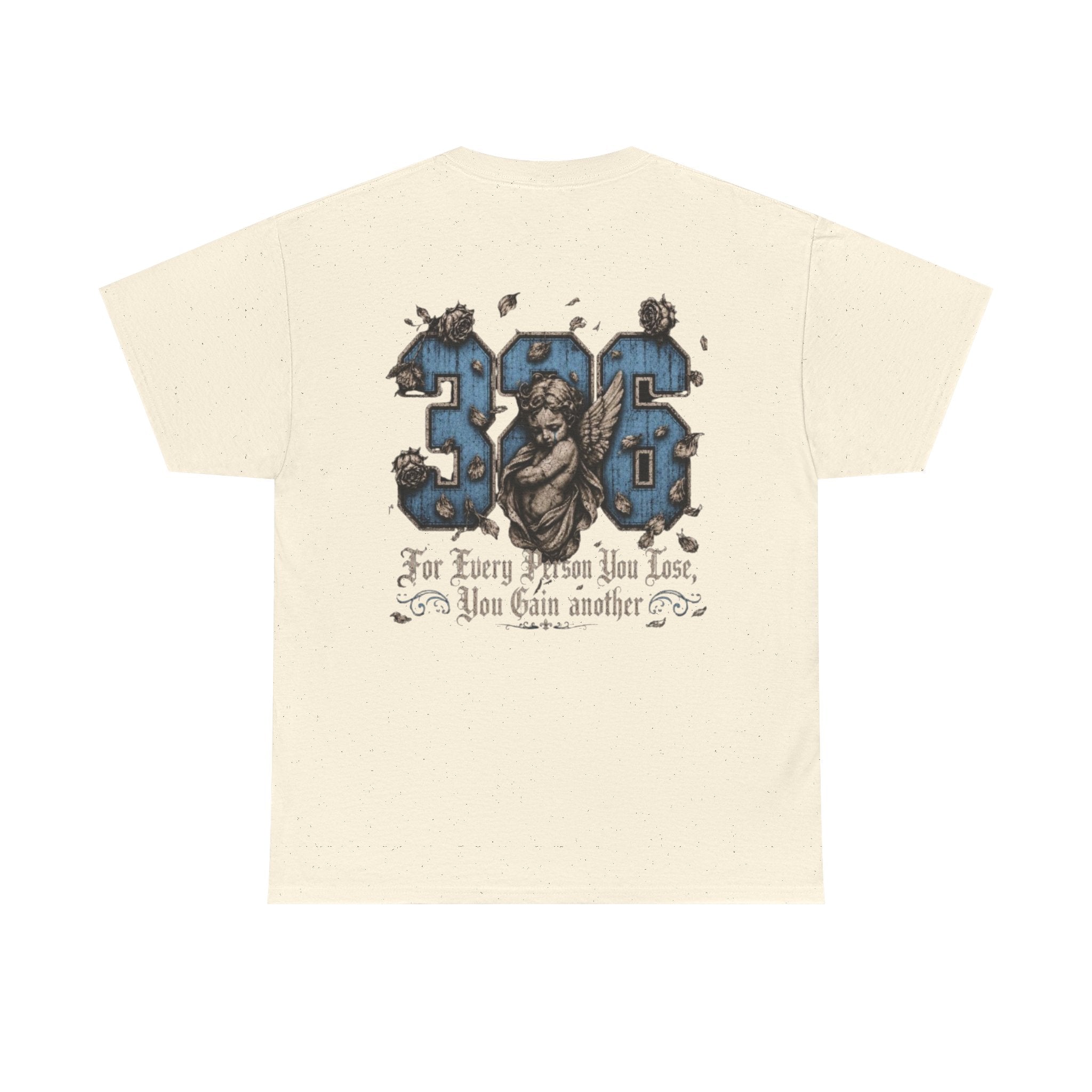 'Sky 326' Angel Graphic Tee with Quote ('For Every Person You Lose...')