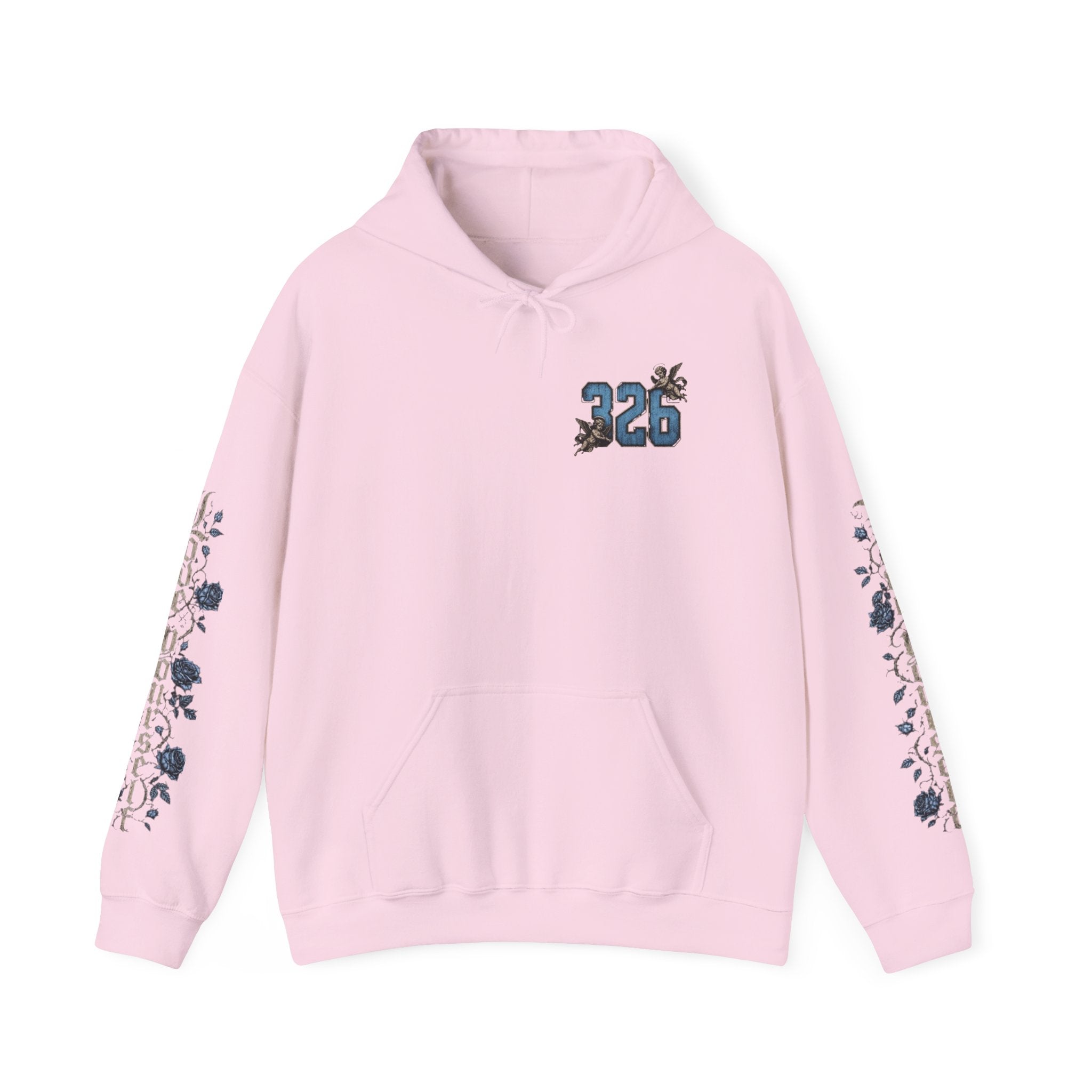 'Sky Hoodie 326' Angel Wings Floral Sleeve Graphic Hoodie