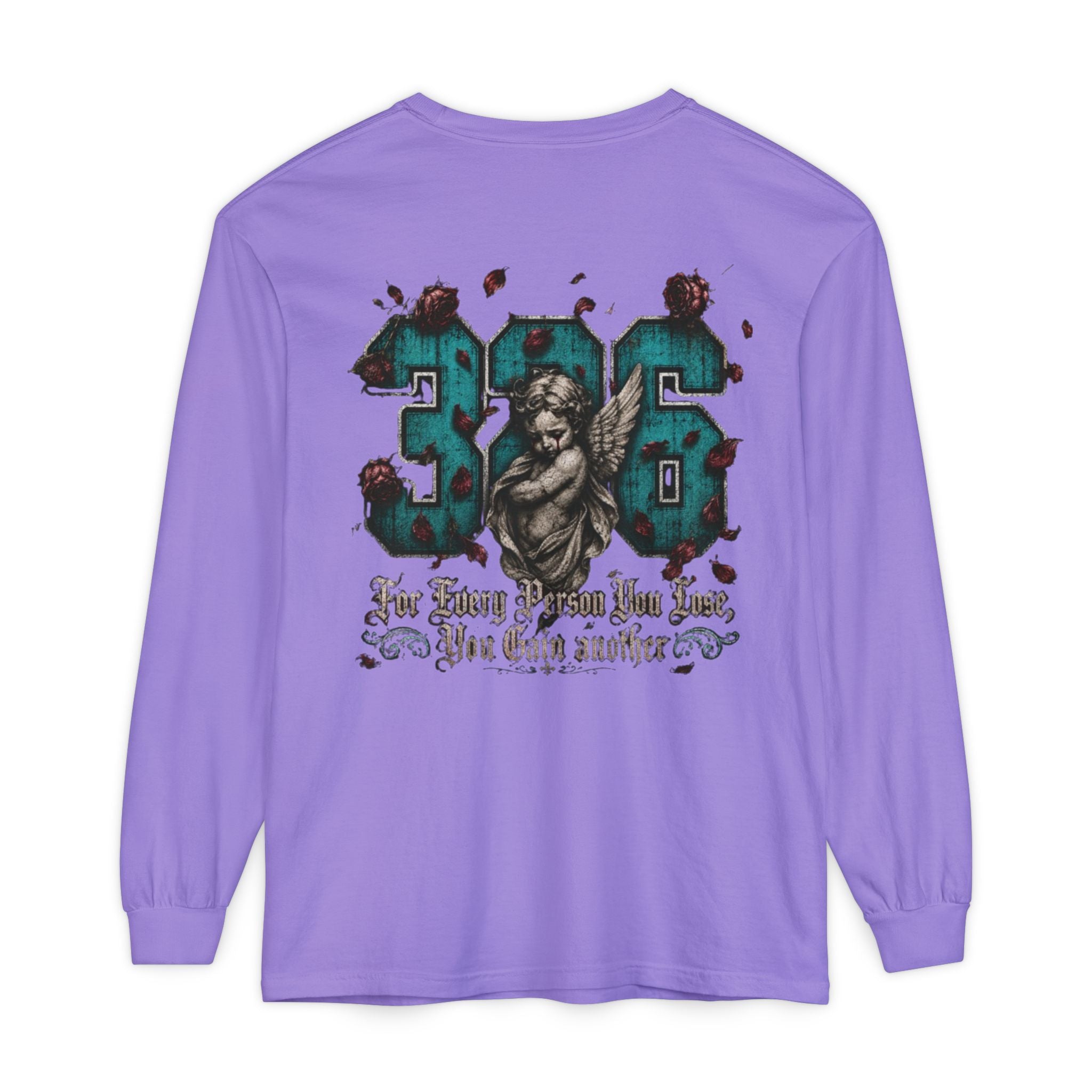 'Blue ivy 326' Angel Graphic Long Sleeve Tee — "The Least Regrets You Live, The Less Another Dies"