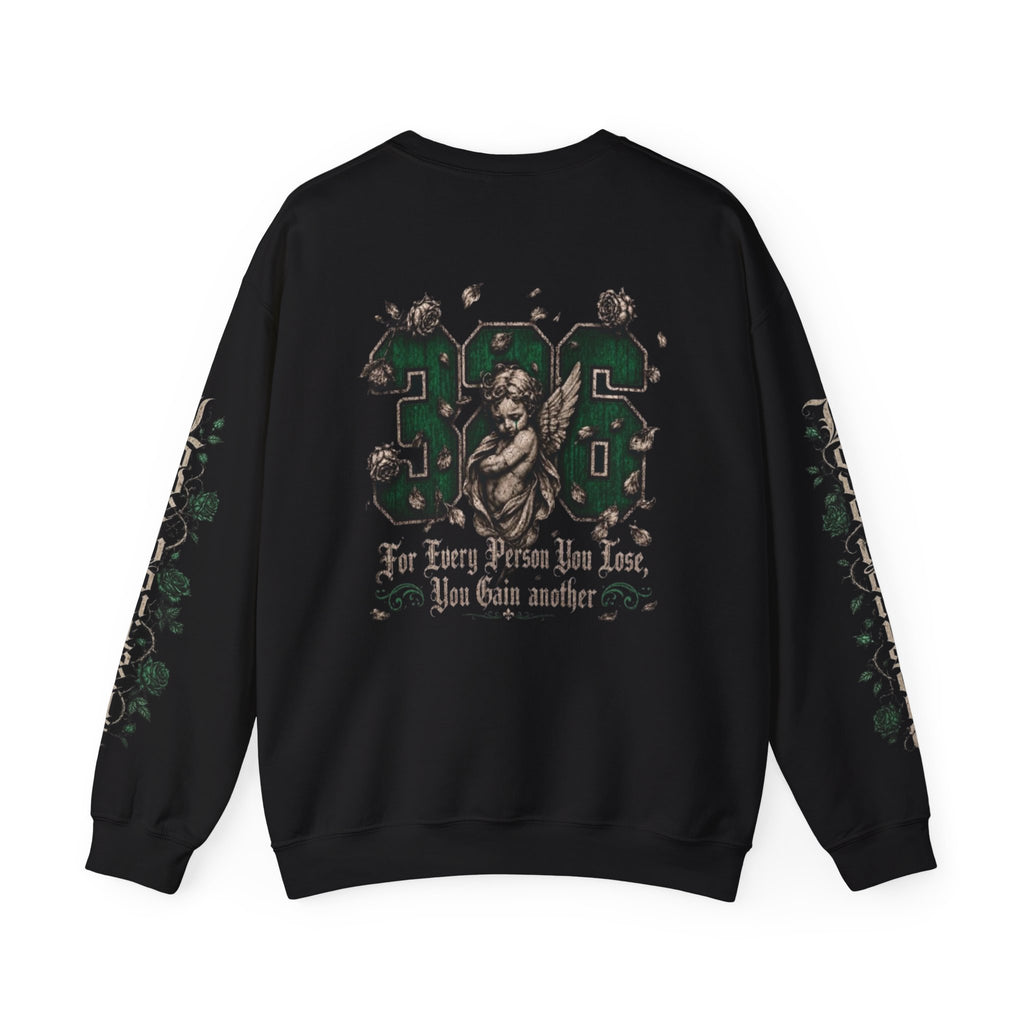 'Emberald 326' Vintage Angel Graphic with Rose Sleeve Art