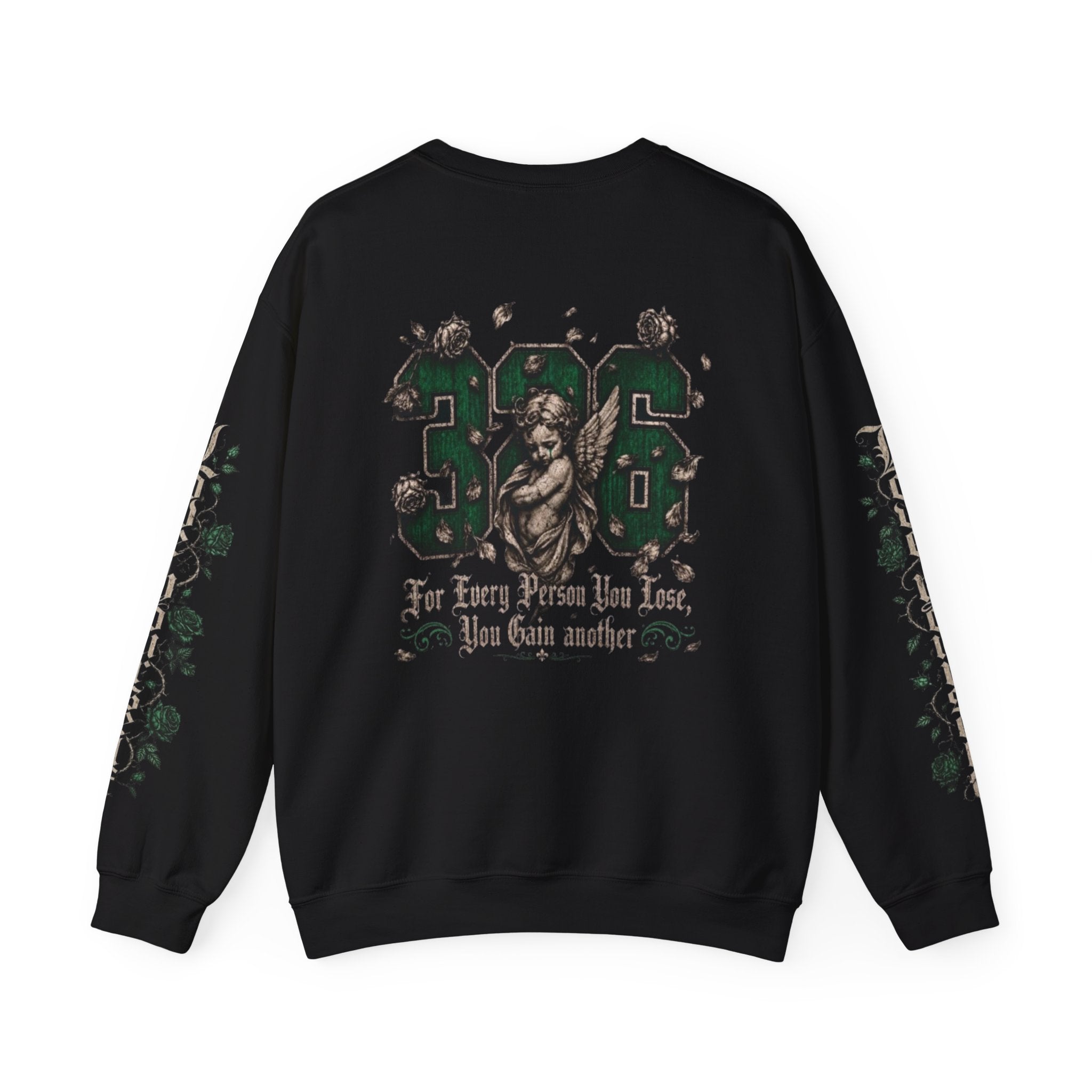'Emberald 326' Vintage Angel Graphic with Rose Sleeve Art