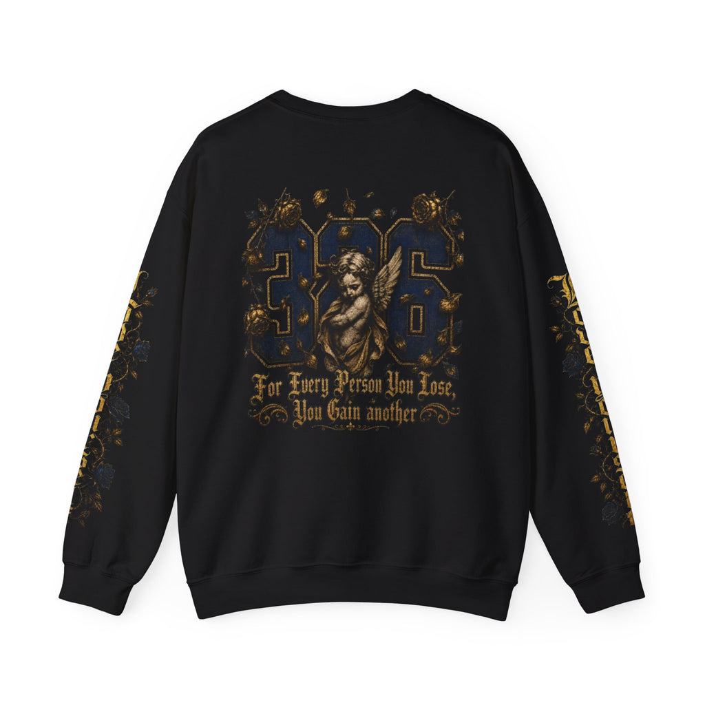 'Golden State 326' Angel Graphic with Script & Floral Sleeve Design