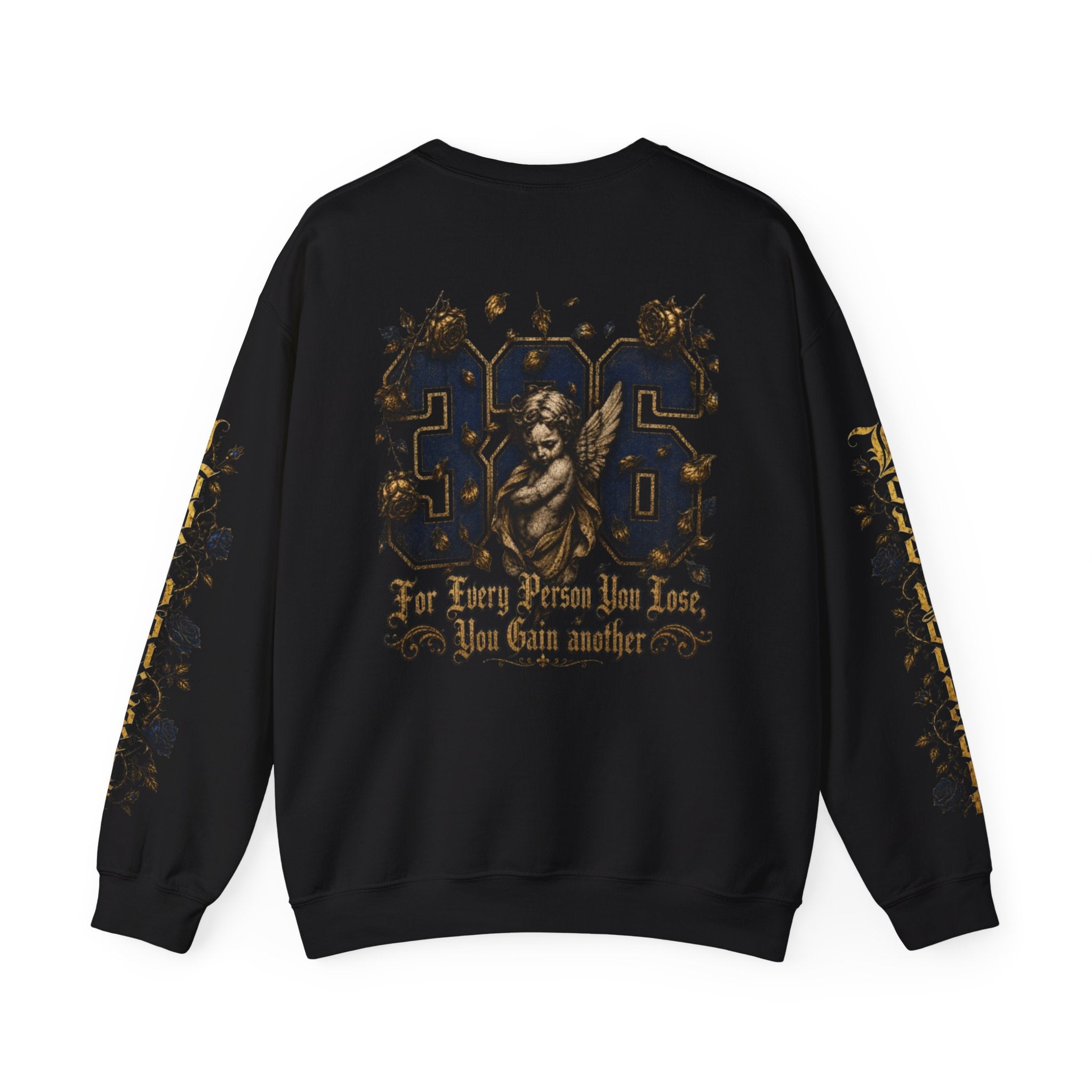 'Golden State 326' Angel Graphic with Script & Floral Sleeve Design