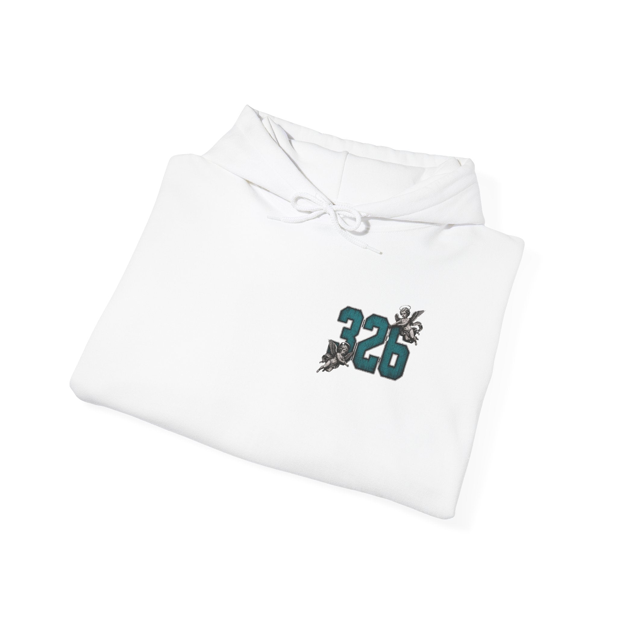 'Teal & Silver 326' Floral Guardian Hoodie with Back Graphic & Sleeve Roses