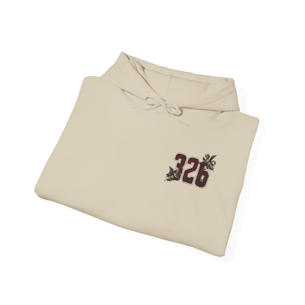 'Crimson & Bone 326' Graphic Hoodie — Vintage Floral Sleeve Pullover