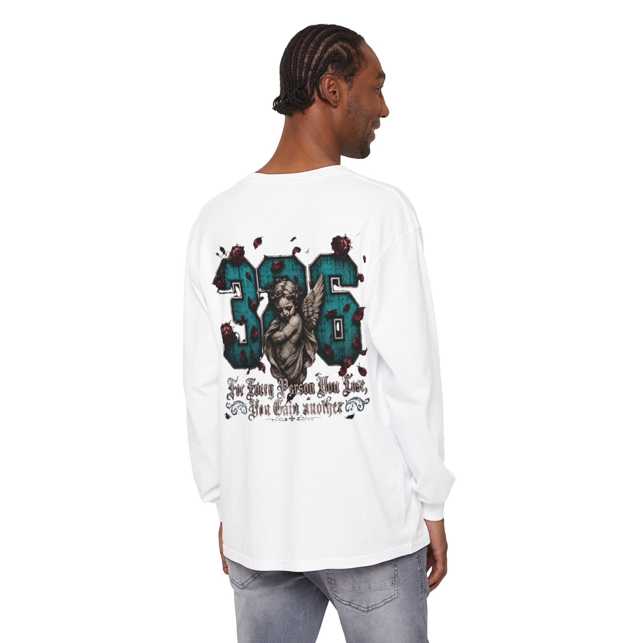 'Blue ivy 326' Angel Graphic Long Sleeve Tee — "The Least Regrets You Live, The Less Another Dies"