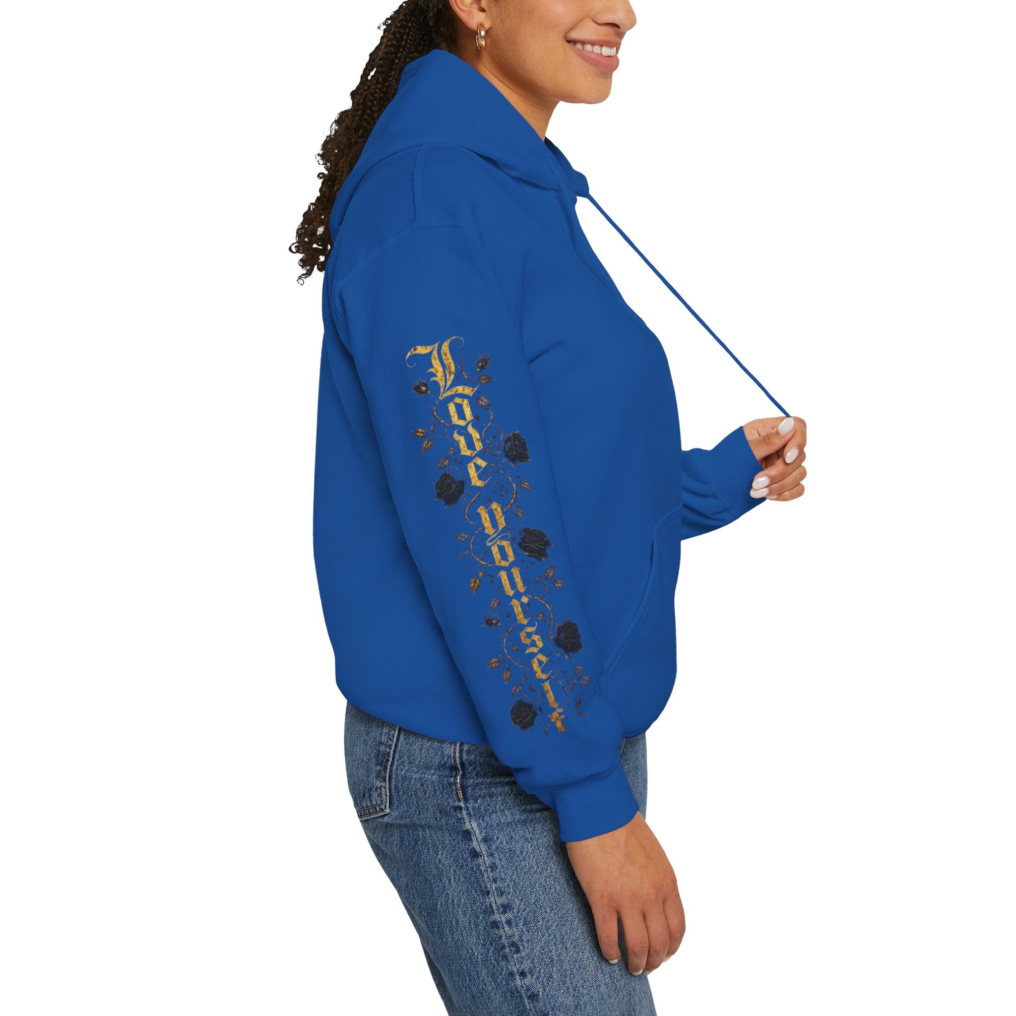 'Golden State Hoodie 326 'Scripture  with Floral Sleeve Art