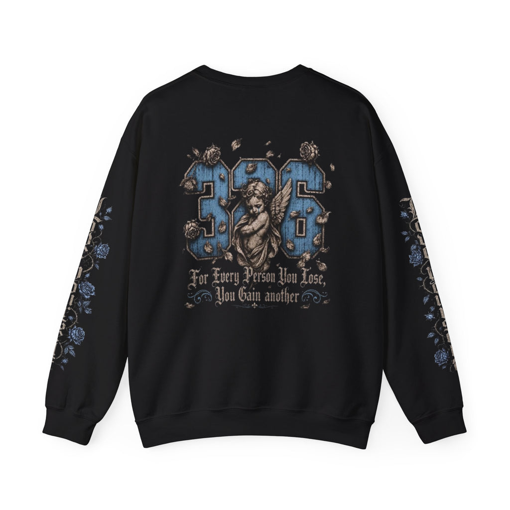 'Sky LongSleeve 326' Cherub Floral Graphic "For Every Person You Lose, You Gain Another"