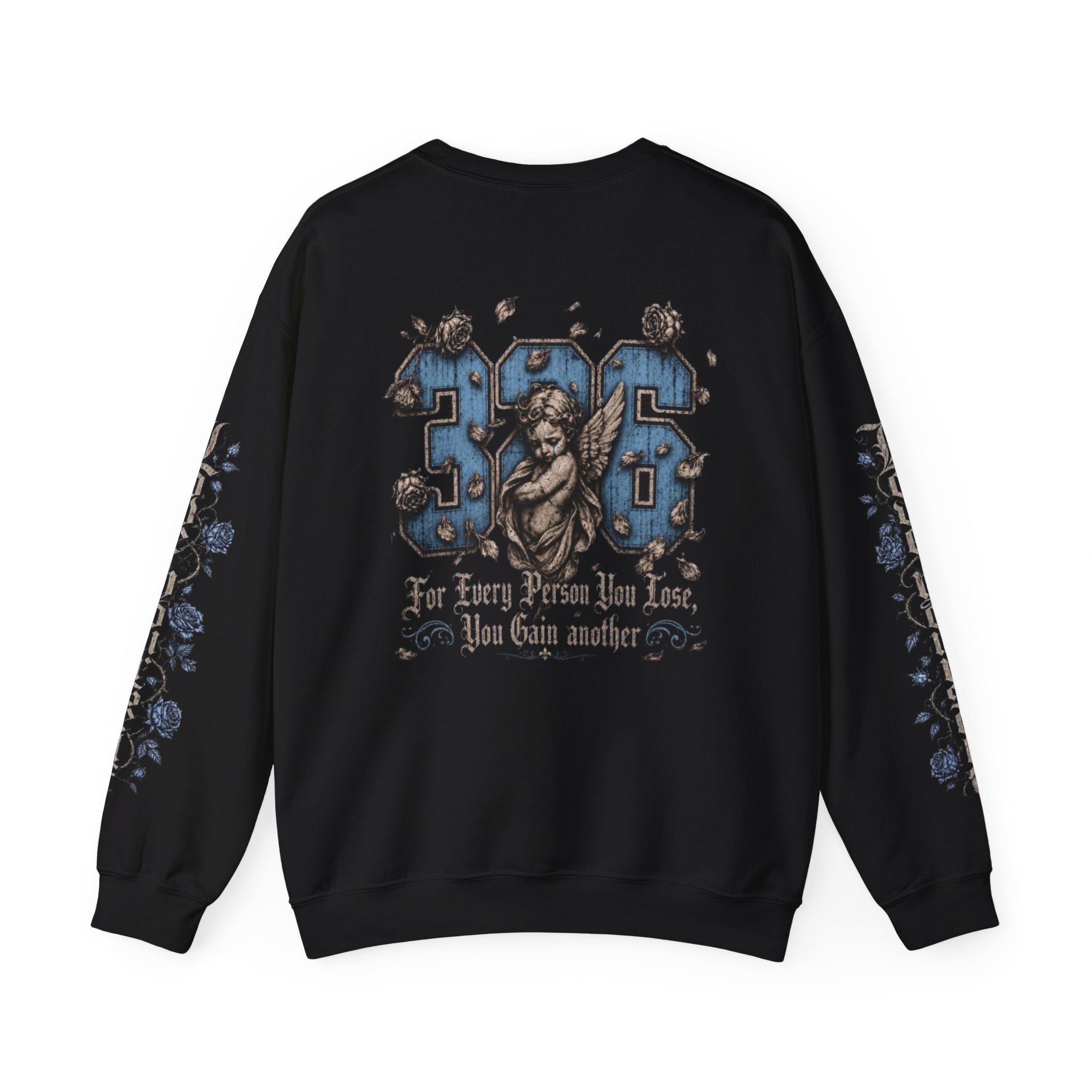'Sky LongSleeve 326' Cherub Floral Graphic "For Every Person You Lose, You Gain Another"