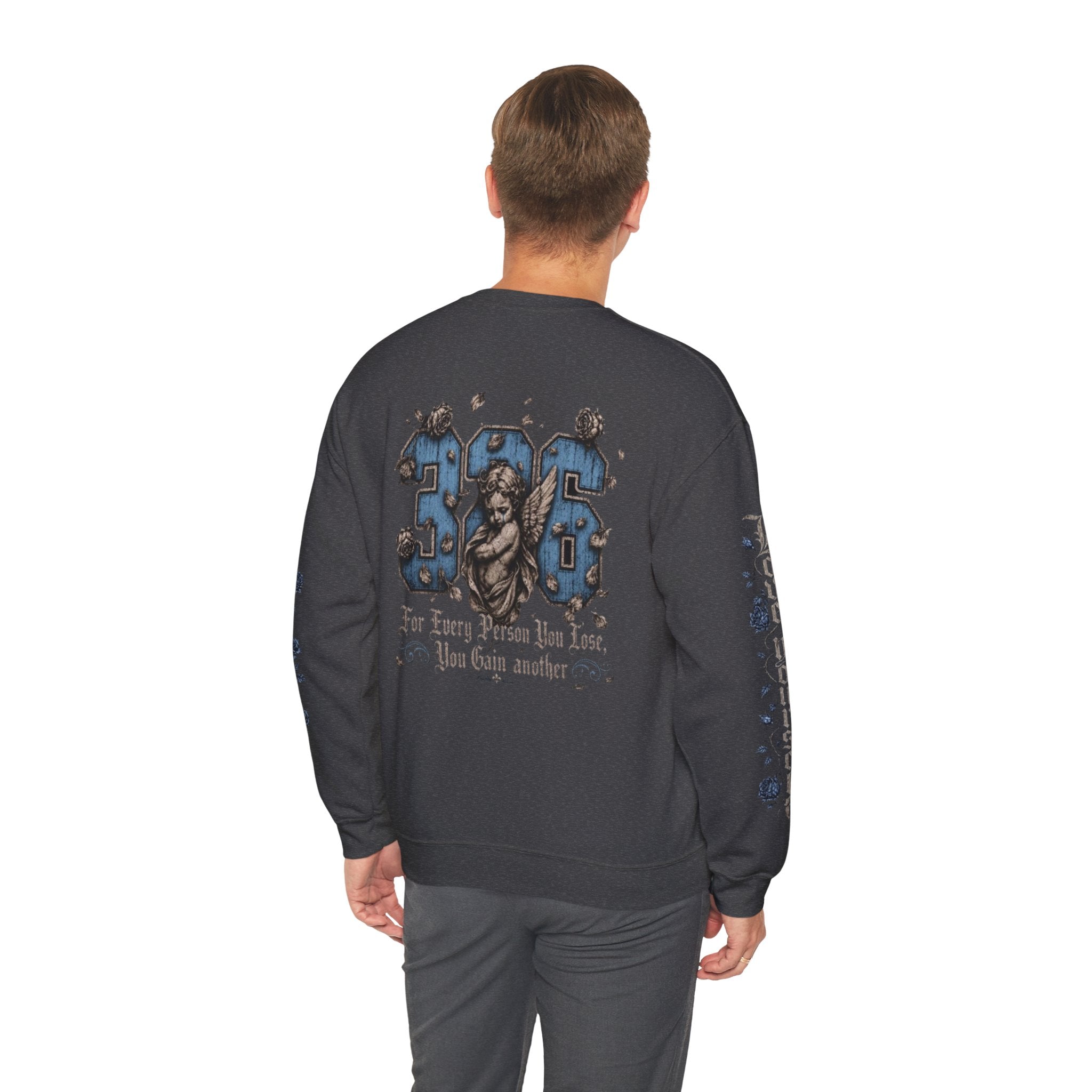 'Sky LongSleeve 326' Cherub Floral Graphic "For Every Person You Lose, You Gain Another"