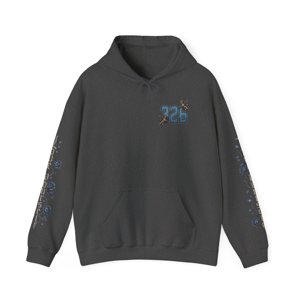 'Sky Hoodie 326' Angel Wings Floral Sleeve Graphic Hoodie