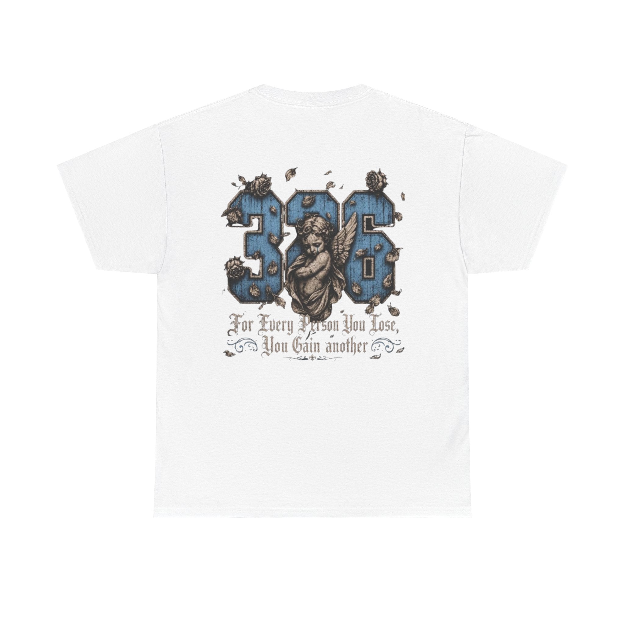 'Sky 326' Angel Graphic Tee with Quote ('For Every Person You Lose...')