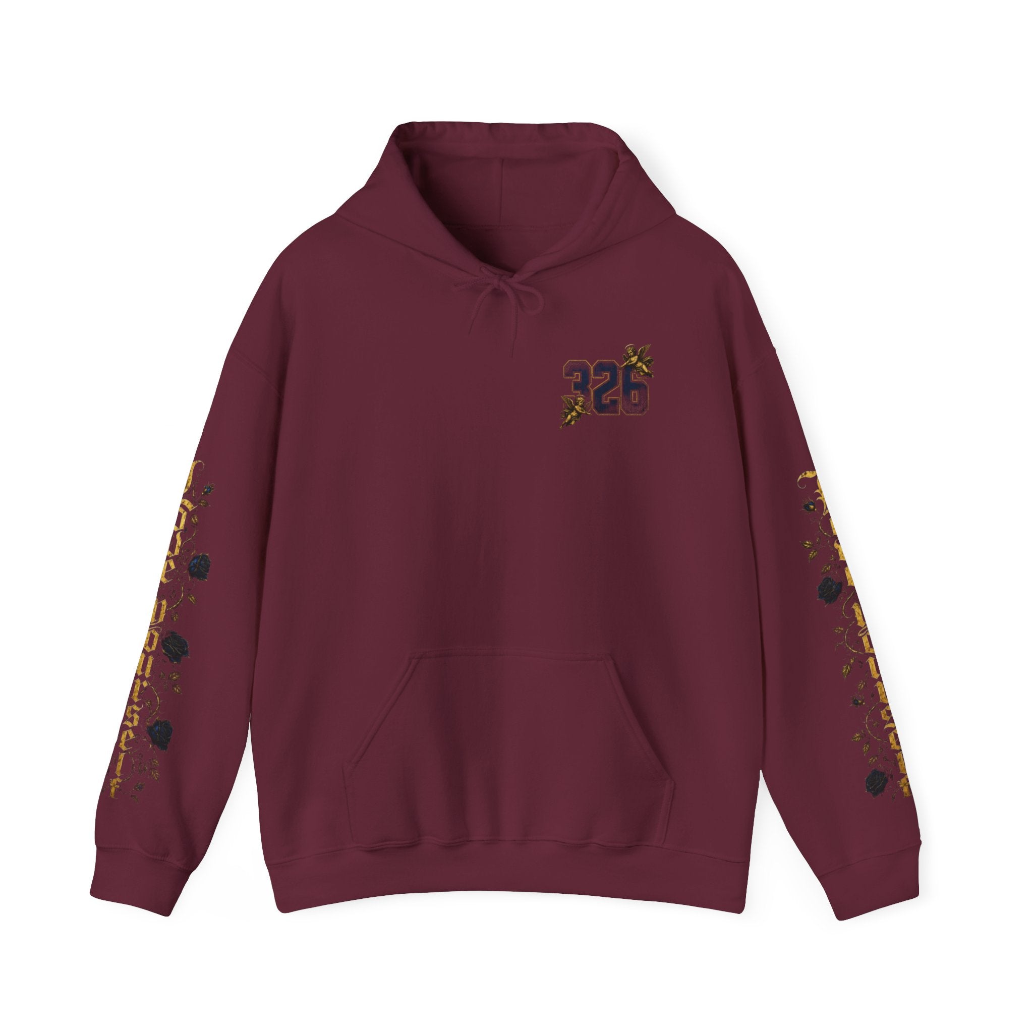 'Golden State Hoodie 326 'Scripture  with Floral Sleeve Art