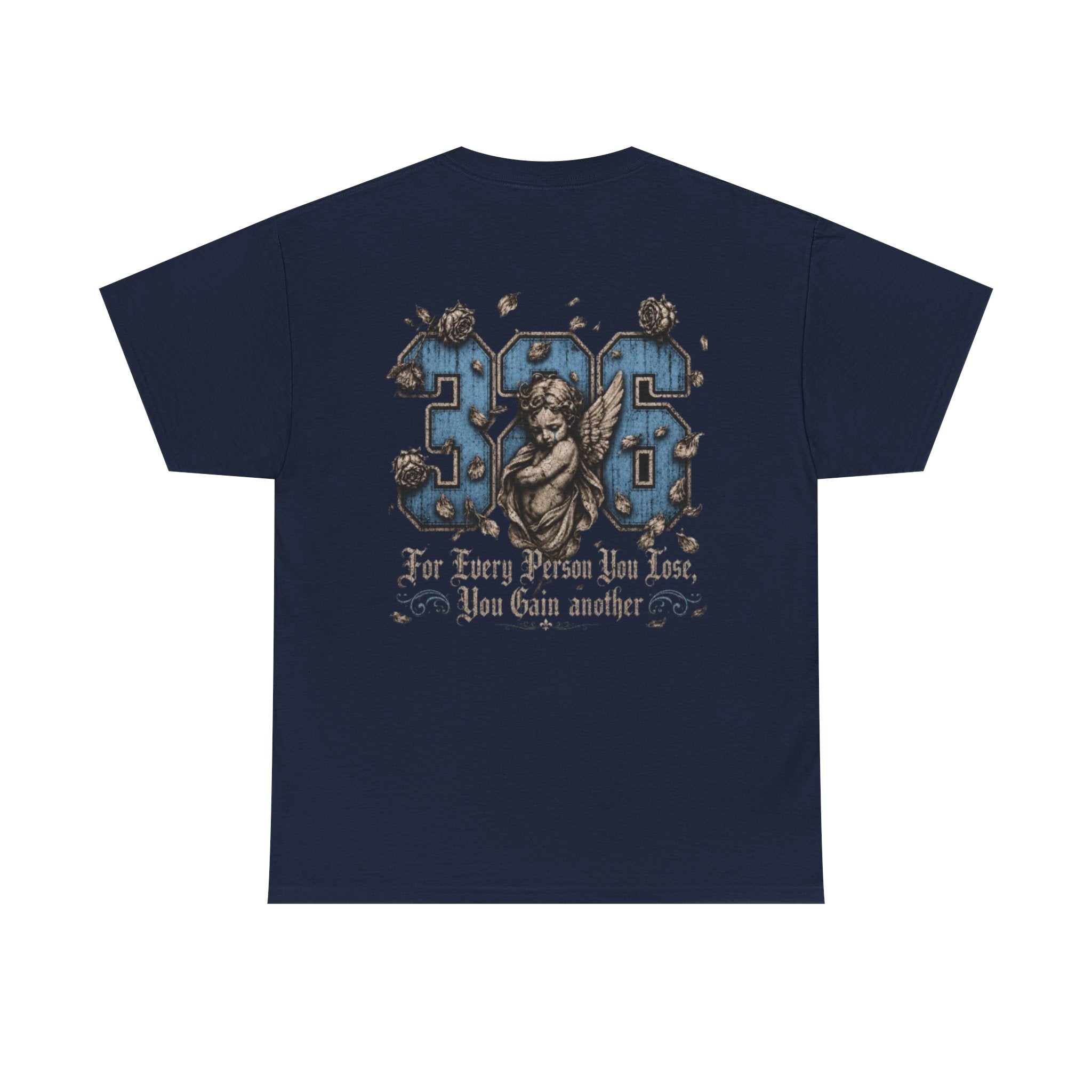 'Sky 326' Angel Graphic Tee with Quote ('For Every Person You Lose...')