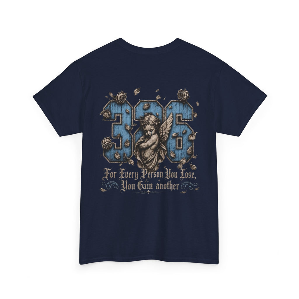 'Sky 326' Angel Graphic Tee with Quote ('For Every Person You Lose...')