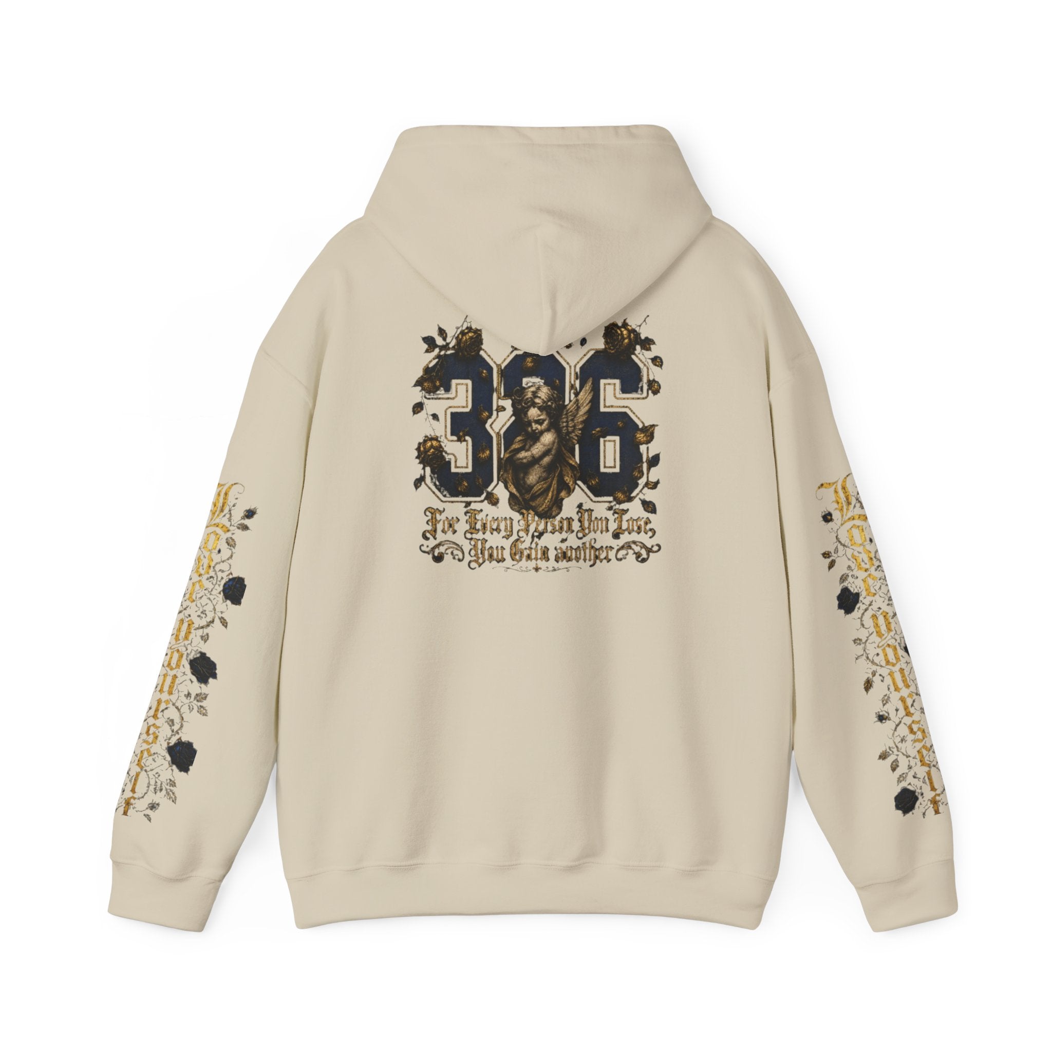 'Golden State Hoodie 326 'Scripture  with Floral Sleeve Art
