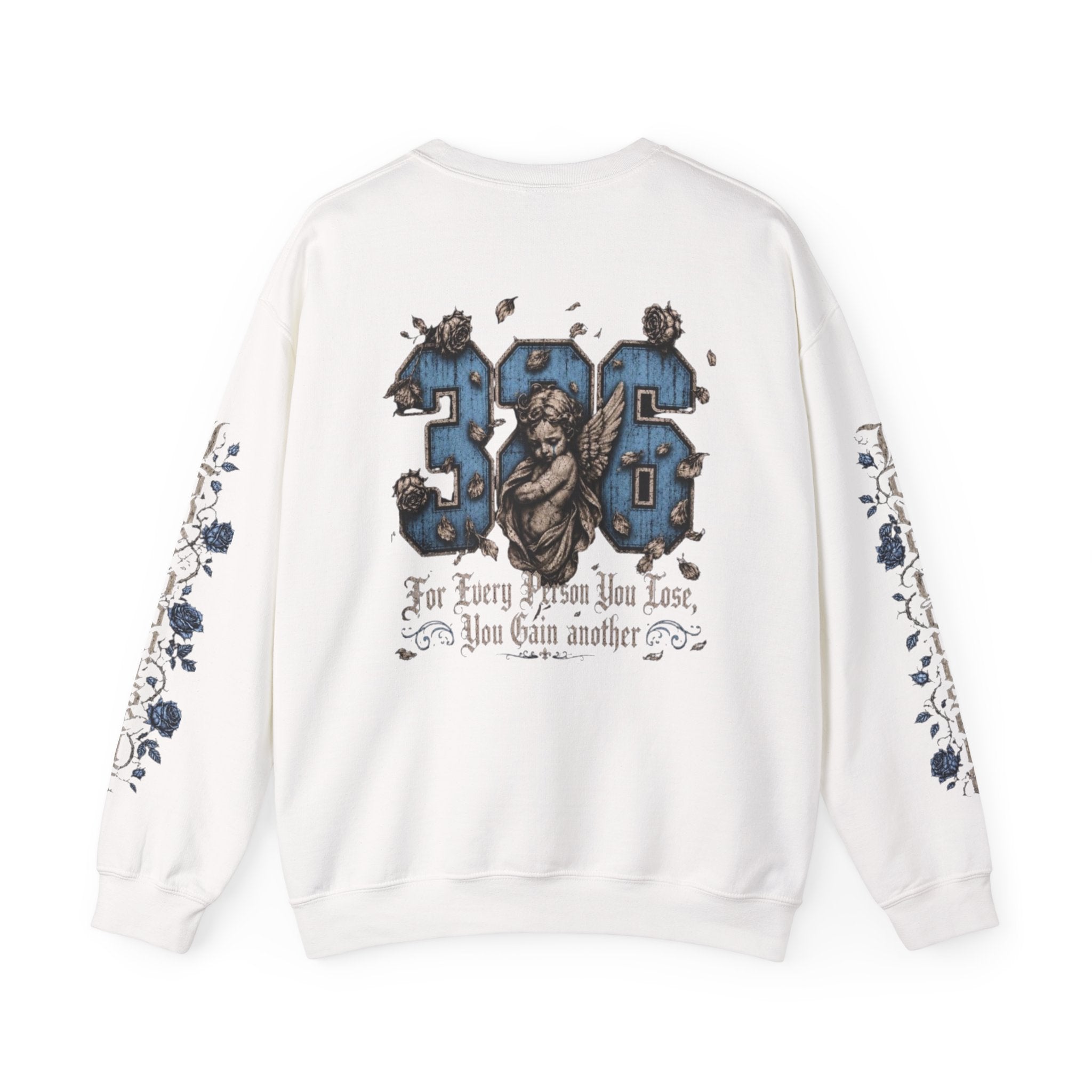 'Sky LongSleeve 326' Cherub Floral Graphic "For Every Person You Lose, You Gain Another"