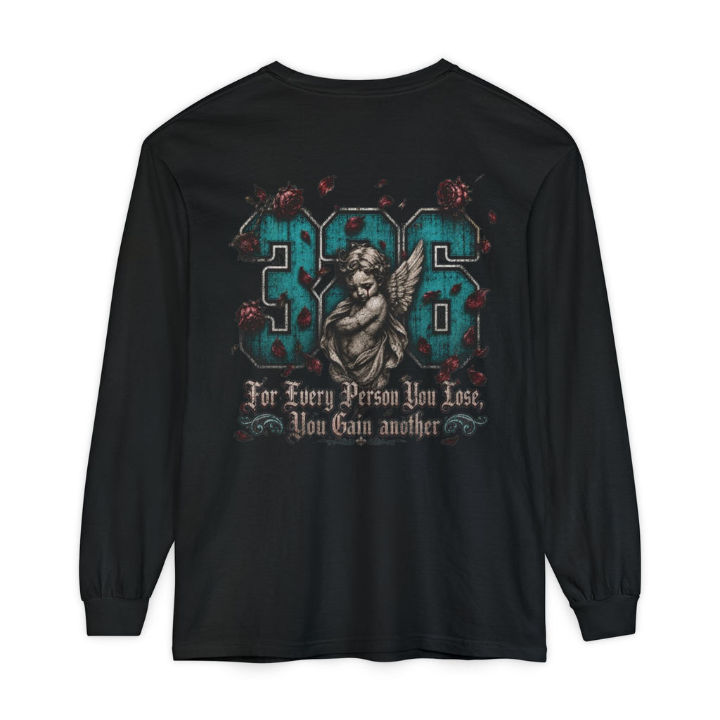 'Blue ivy 326' Angel Graphic Long Sleeve Tee — "The Least Regrets You Live, The Less Another Dies"