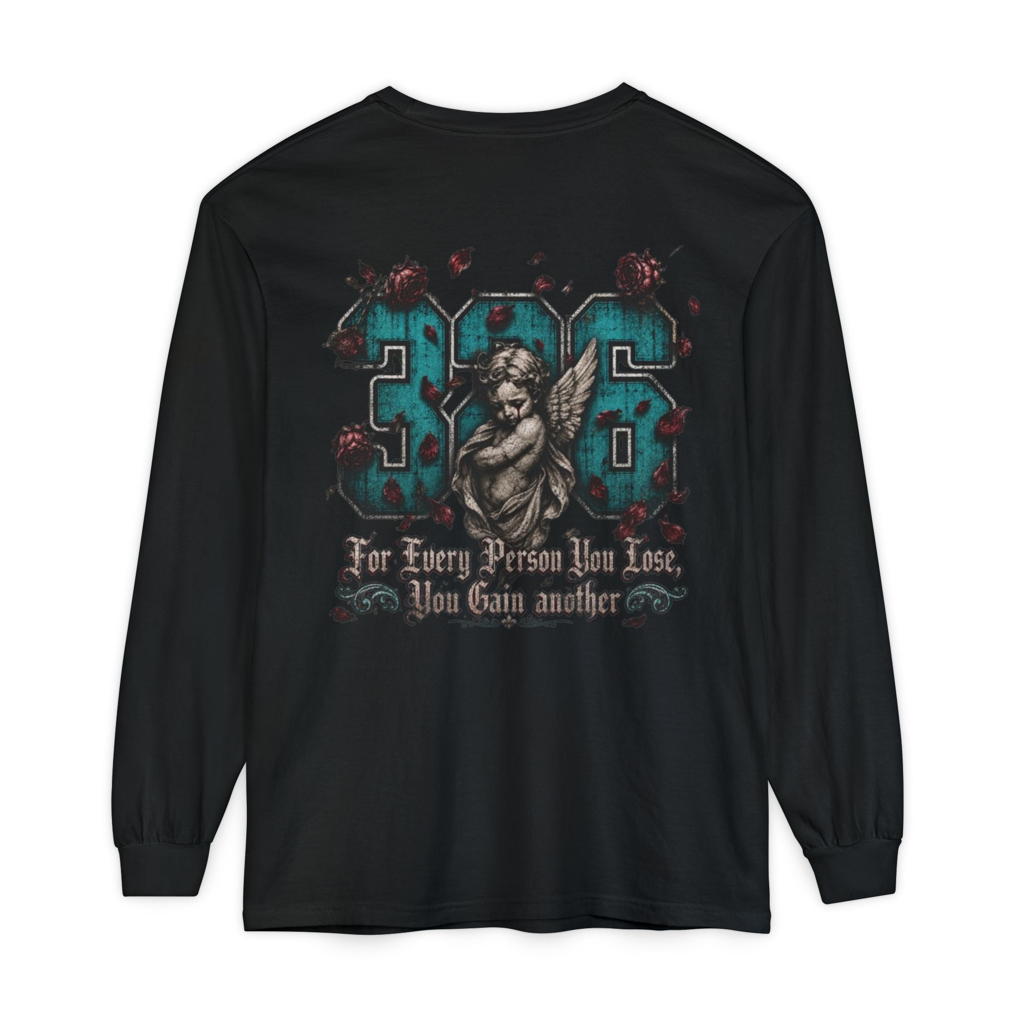 'Blue ivy 326' Angel Graphic Long Sleeve Tee — "The Least Regrets You Live, The Less Another Dies"