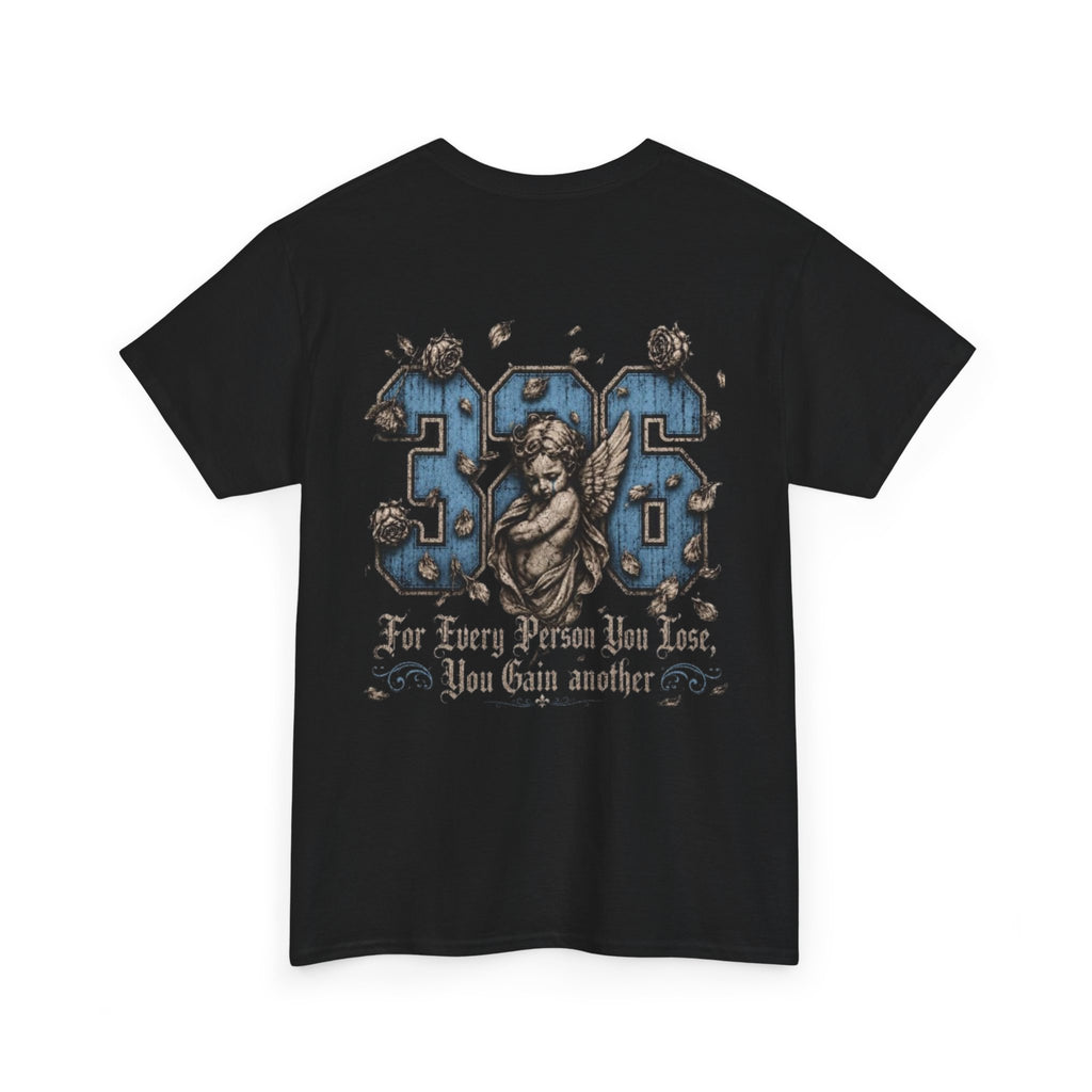 'Sky 326' Angel Graphic Tee with Quote ('For Every Person You Lose...')