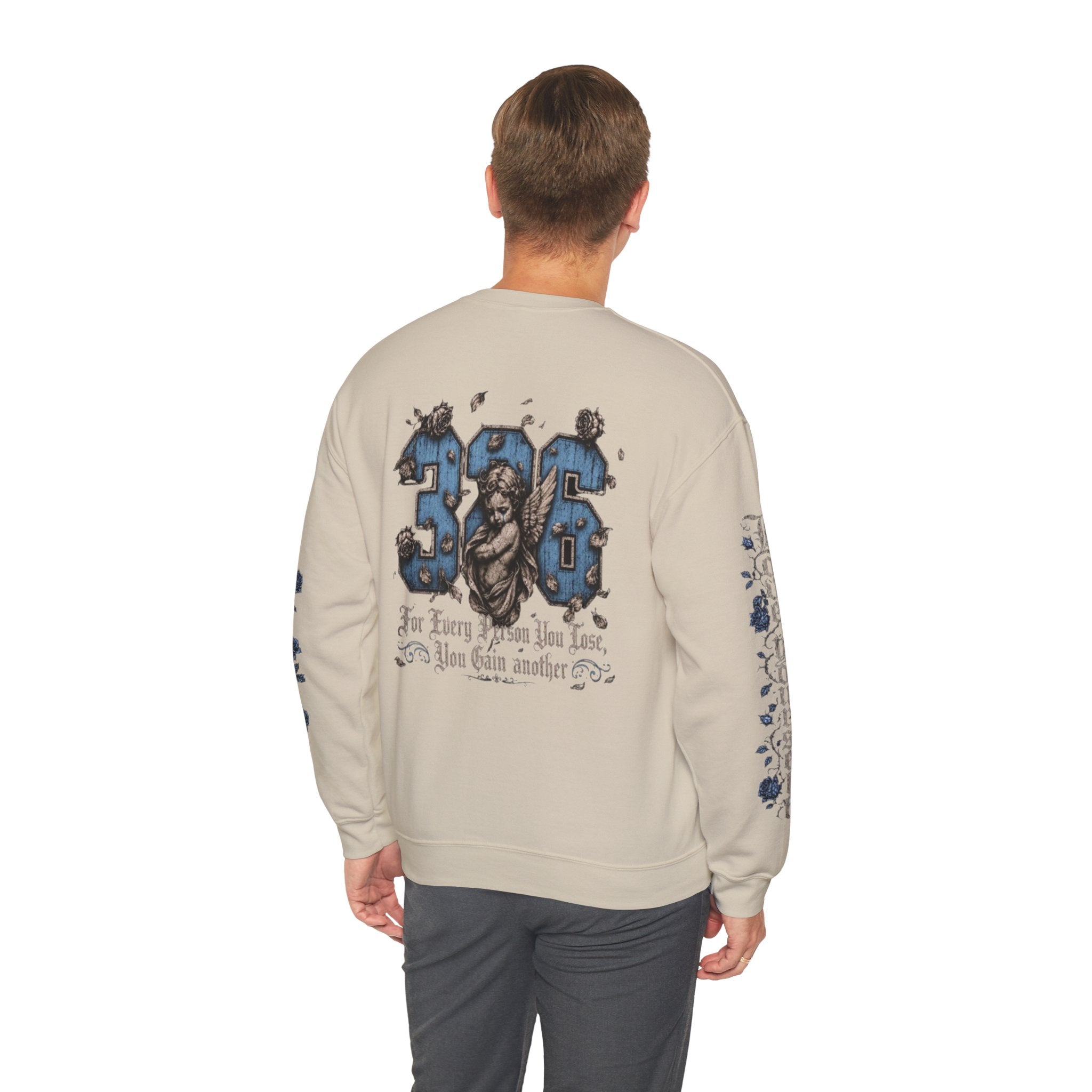 'Sky LongSleeve 326' Cherub Floral Graphic "For Every Person You Lose, You Gain Another"