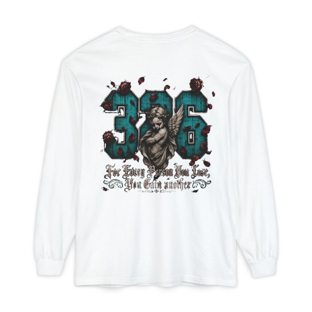 'Blue ivy 326' Angel Graphic Long Sleeve Tee — "The Least Regrets You Live, The Less Another Dies"