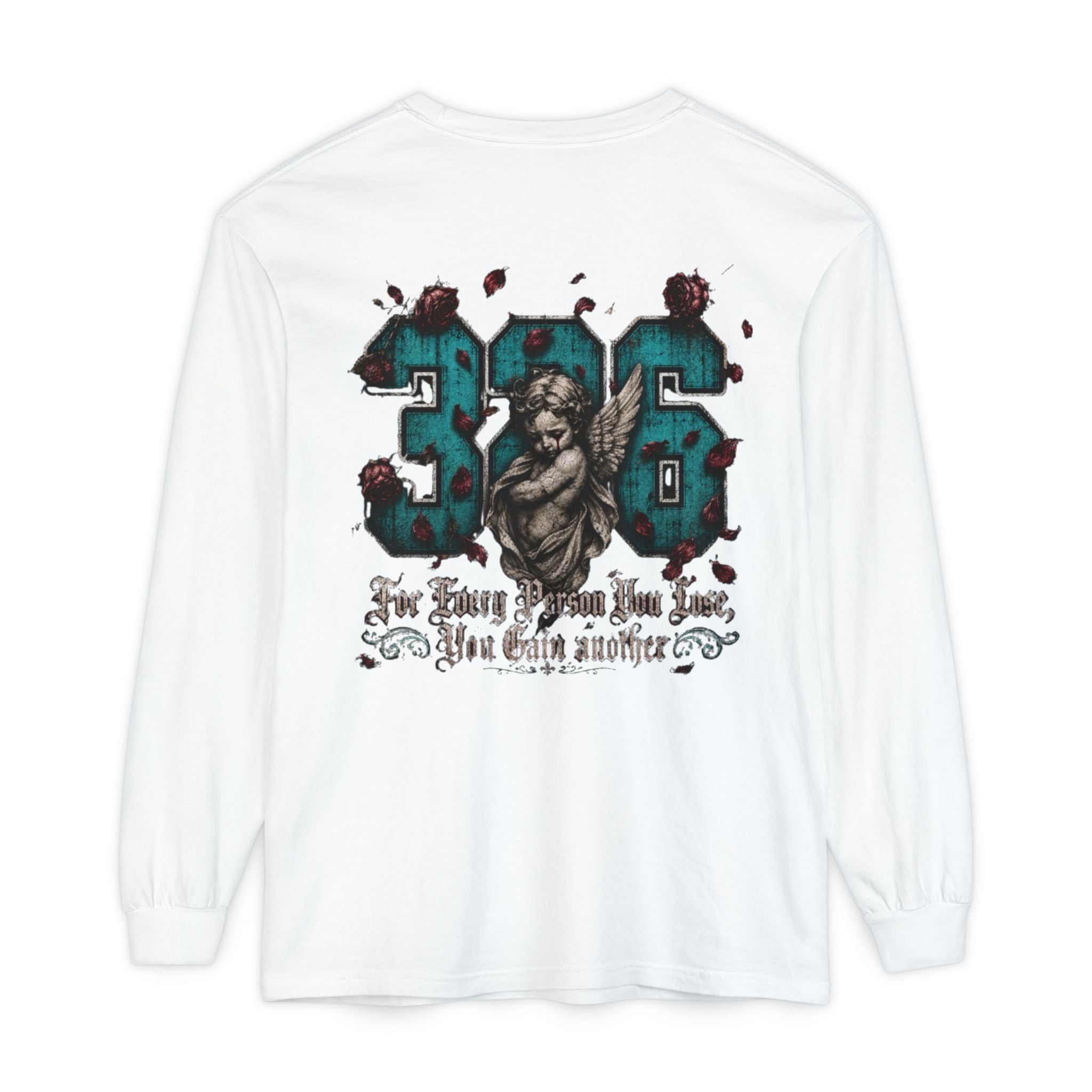 'Blue ivy 326' Angel Graphic Long Sleeve Tee — "The Least Regrets You Live, The Less Another Dies"