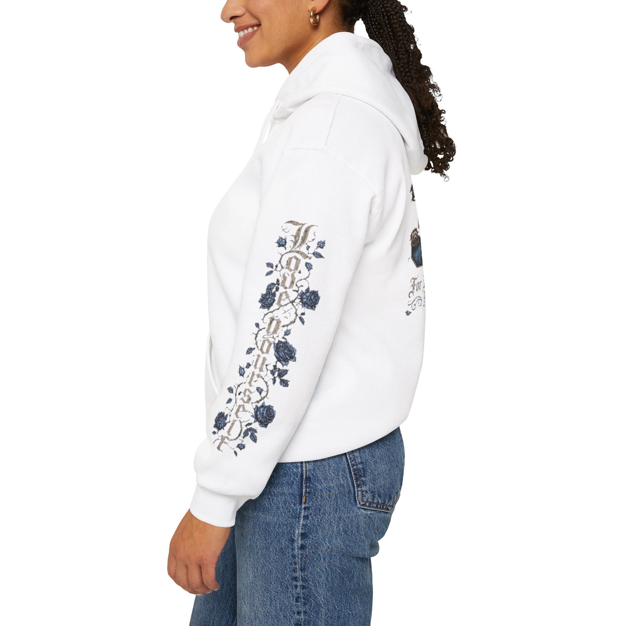 'Sky Hoodie 326' Angel Wings Floral Sleeve Graphic Hoodie