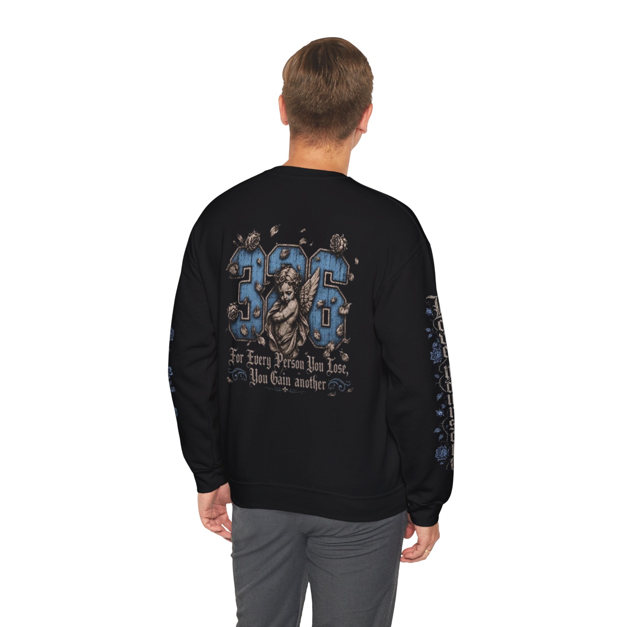 'Sky LongSleeve 326' Cherub Floral Graphic "For Every Person You Lose, You Gain Another"