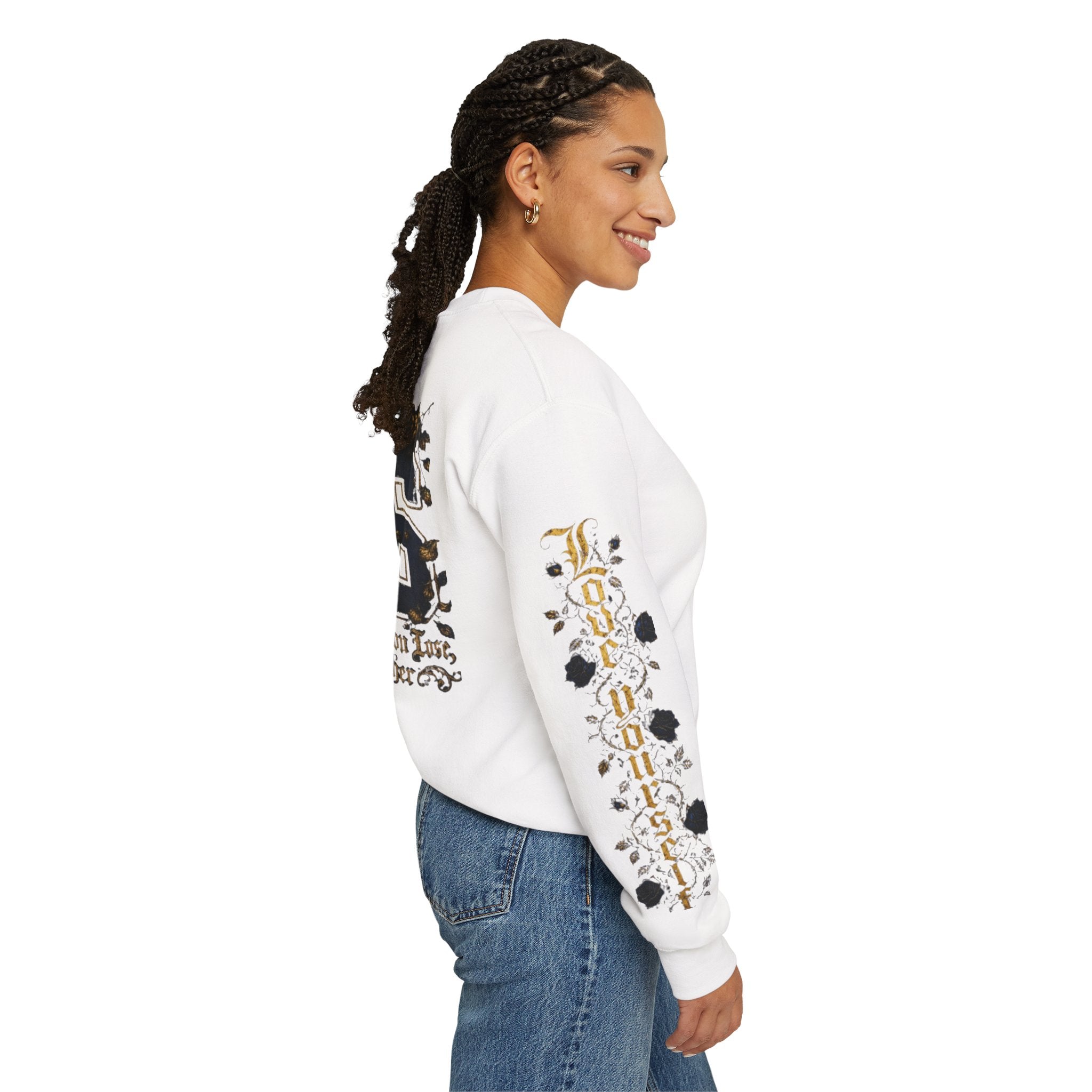'Golden State 326' Angel Graphic with Script & Floral Sleeve Design