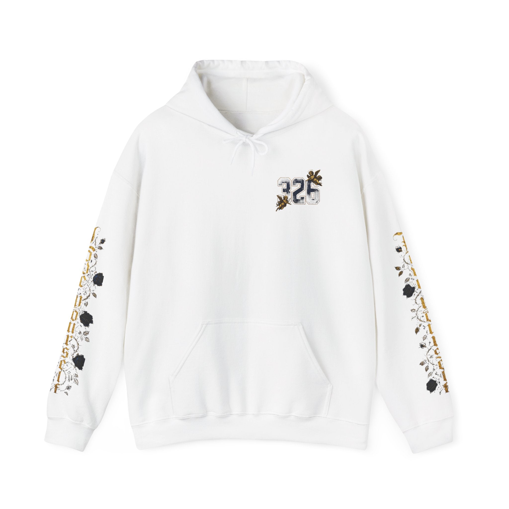 'Golden State Hoodie 326 'Scripture  with Floral Sleeve Art