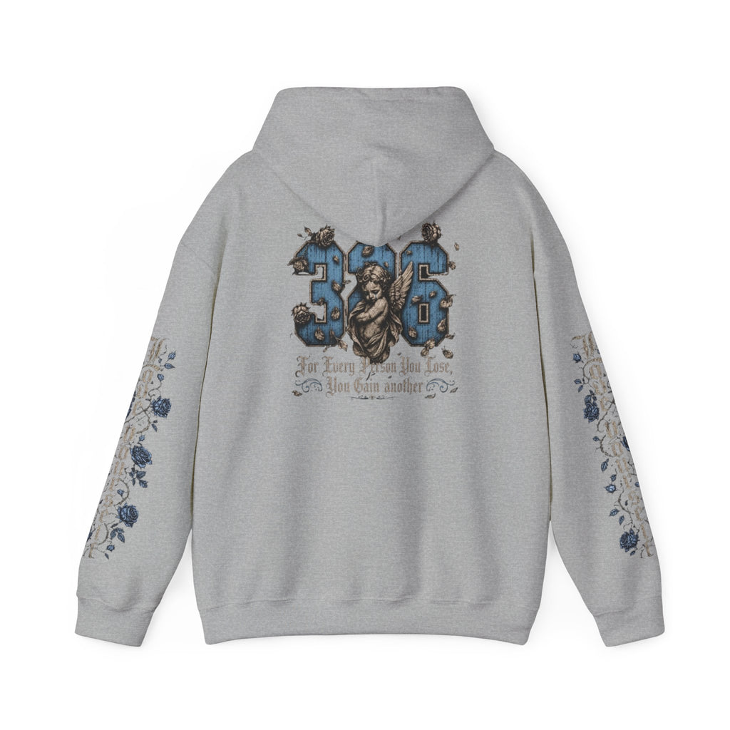 'Sky Hoodie 326' Angel Wings Floral Sleeve Graphic Hoodie
