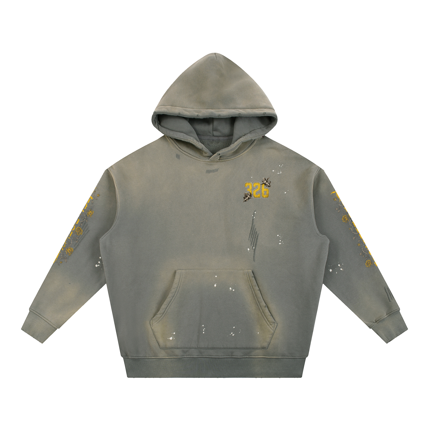 'Vintage 326' Washed Frayed Fleece Hoodie