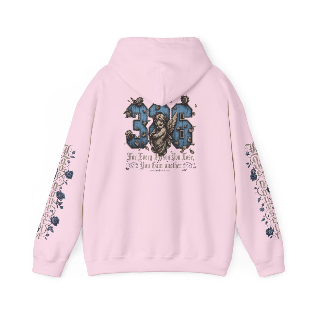'Sky Hoodie 326' Angel Wings Floral Sleeve Graphic Hoodie