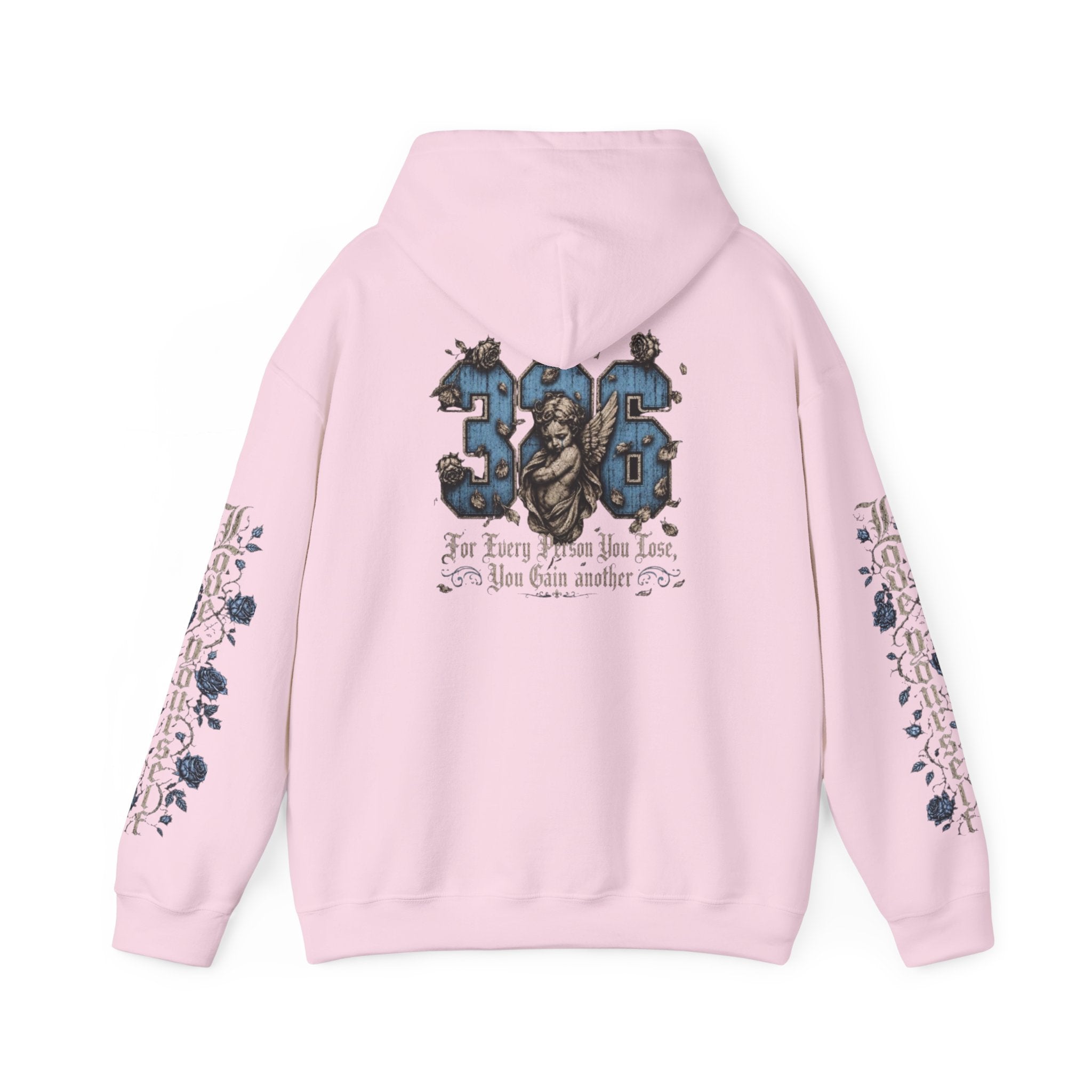 'Sky Hoodie 326' Angel Wings Floral Sleeve Graphic Hoodie