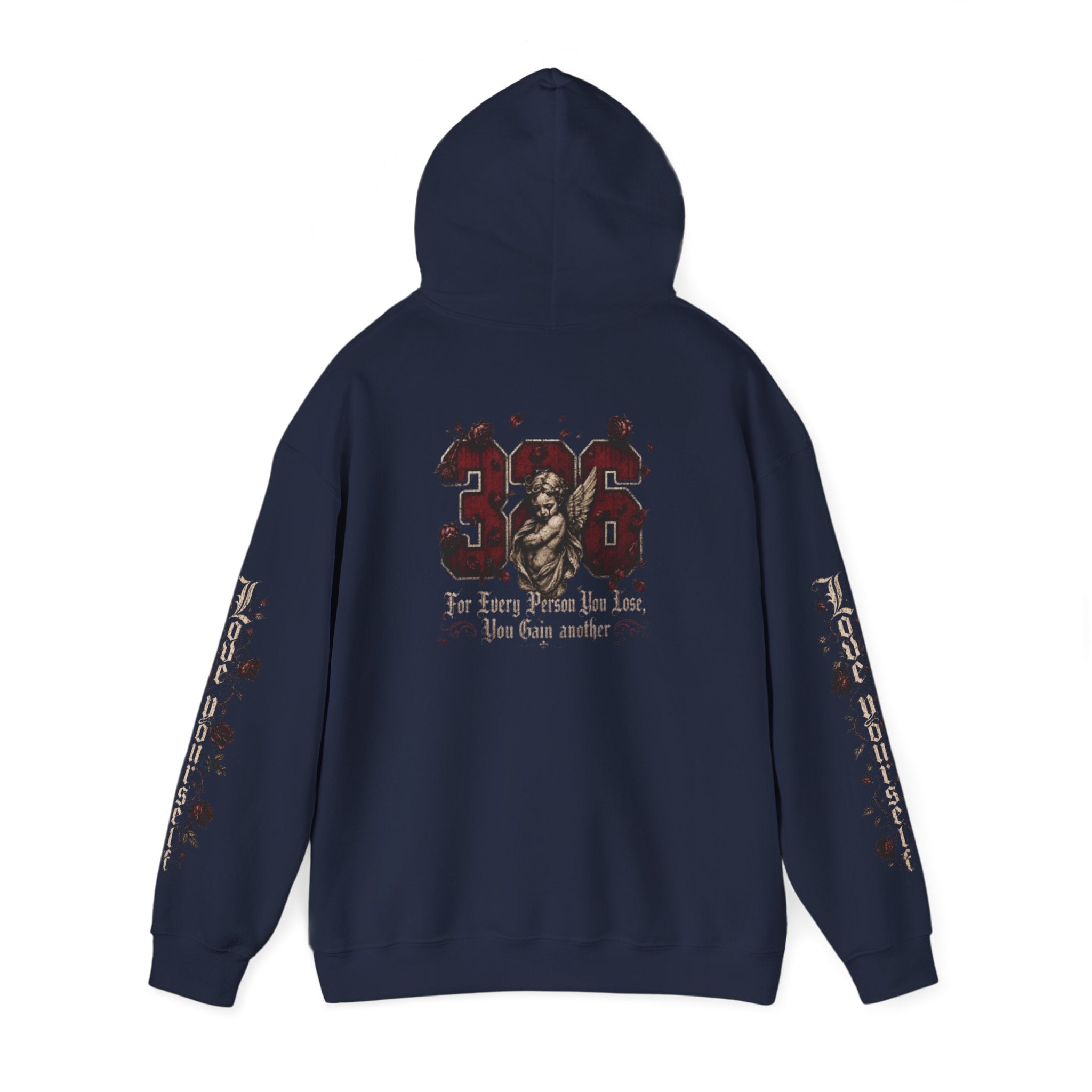 'Crimson & Bone 326' Graphic Hoodie — Vintage Floral Sleeve Pullover