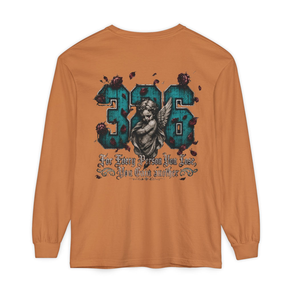 'Blue ivy 326' Angel Graphic Long Sleeve Tee — "The Least Regrets You Live, The Less Another Dies"